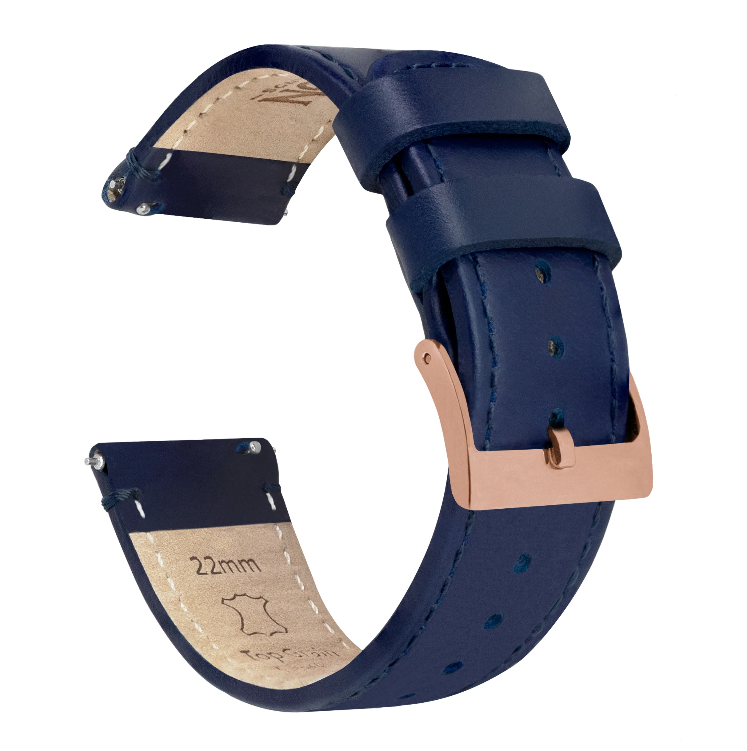 Navy Blue Leather Navy Blue Stitching Watch Band - Image 10