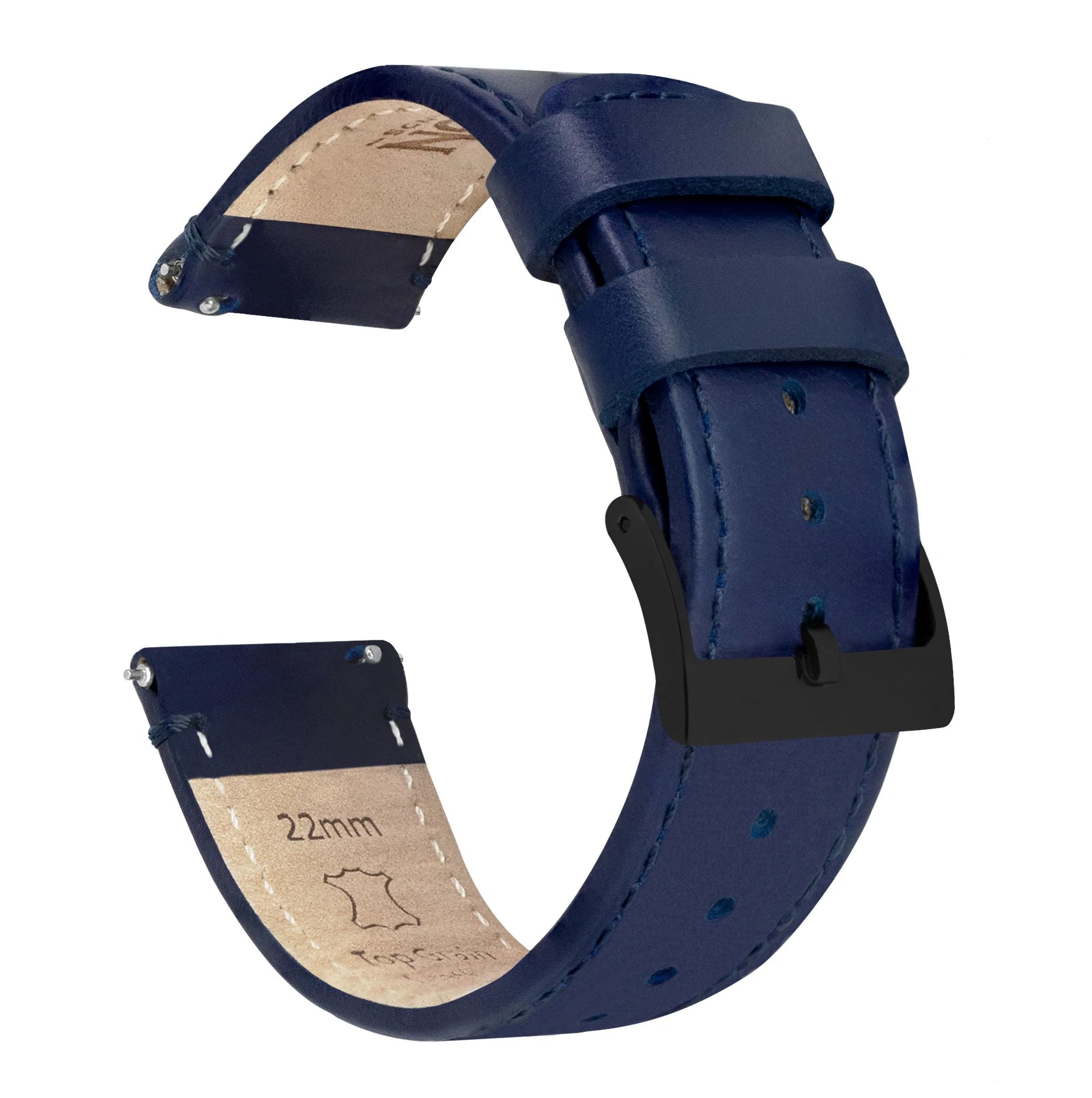 Navy Blue Leather Navy Blue Stitching Watch Band - Image 7