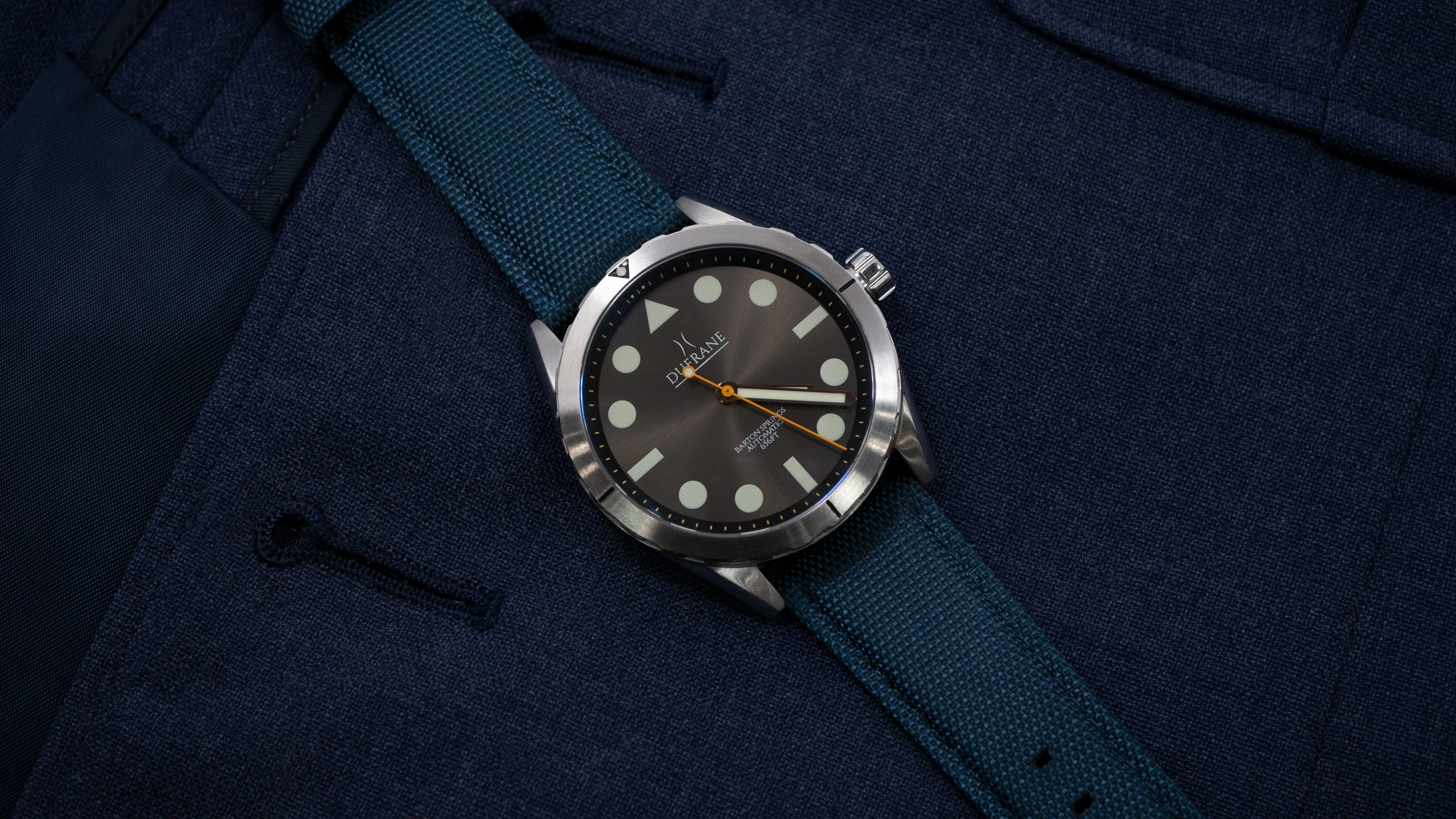 Navy Blue Sailcloth Quick Release Watch Band - Image 2