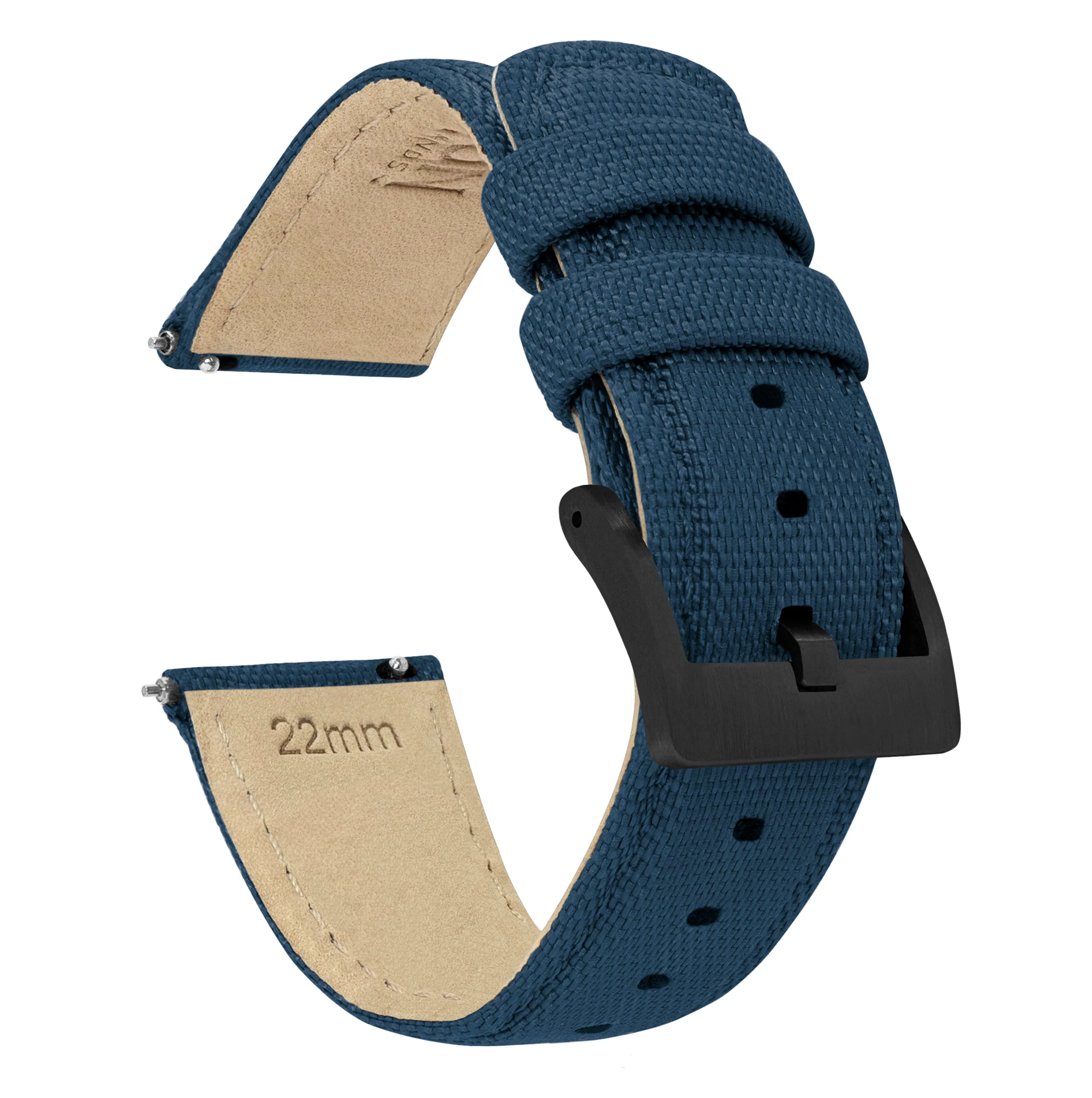 Navy Blue Sailcloth Quick Release Watch Band - Image 3