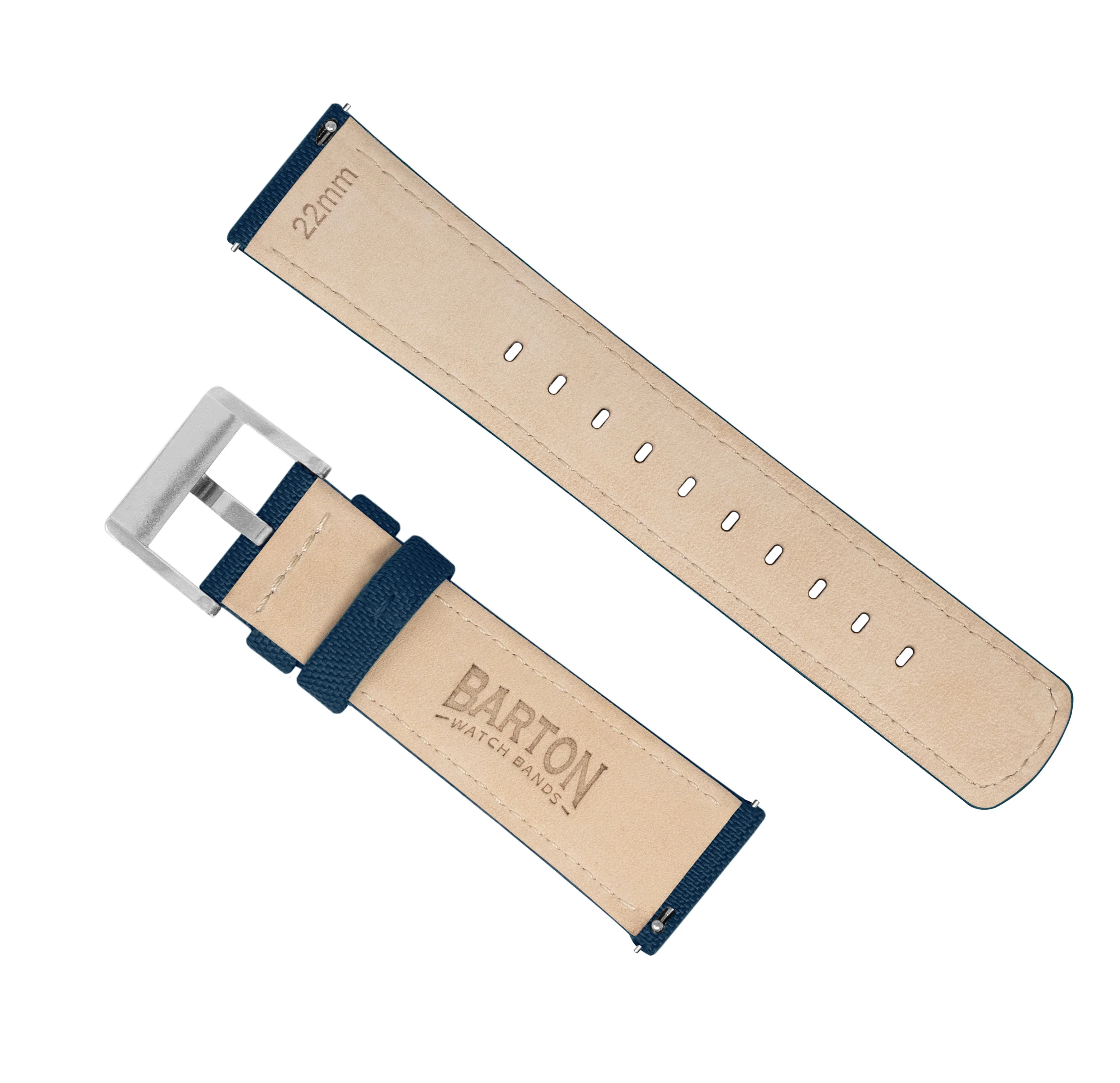 Navy Blue Sailcloth Quick Release Watch Band - Image 6