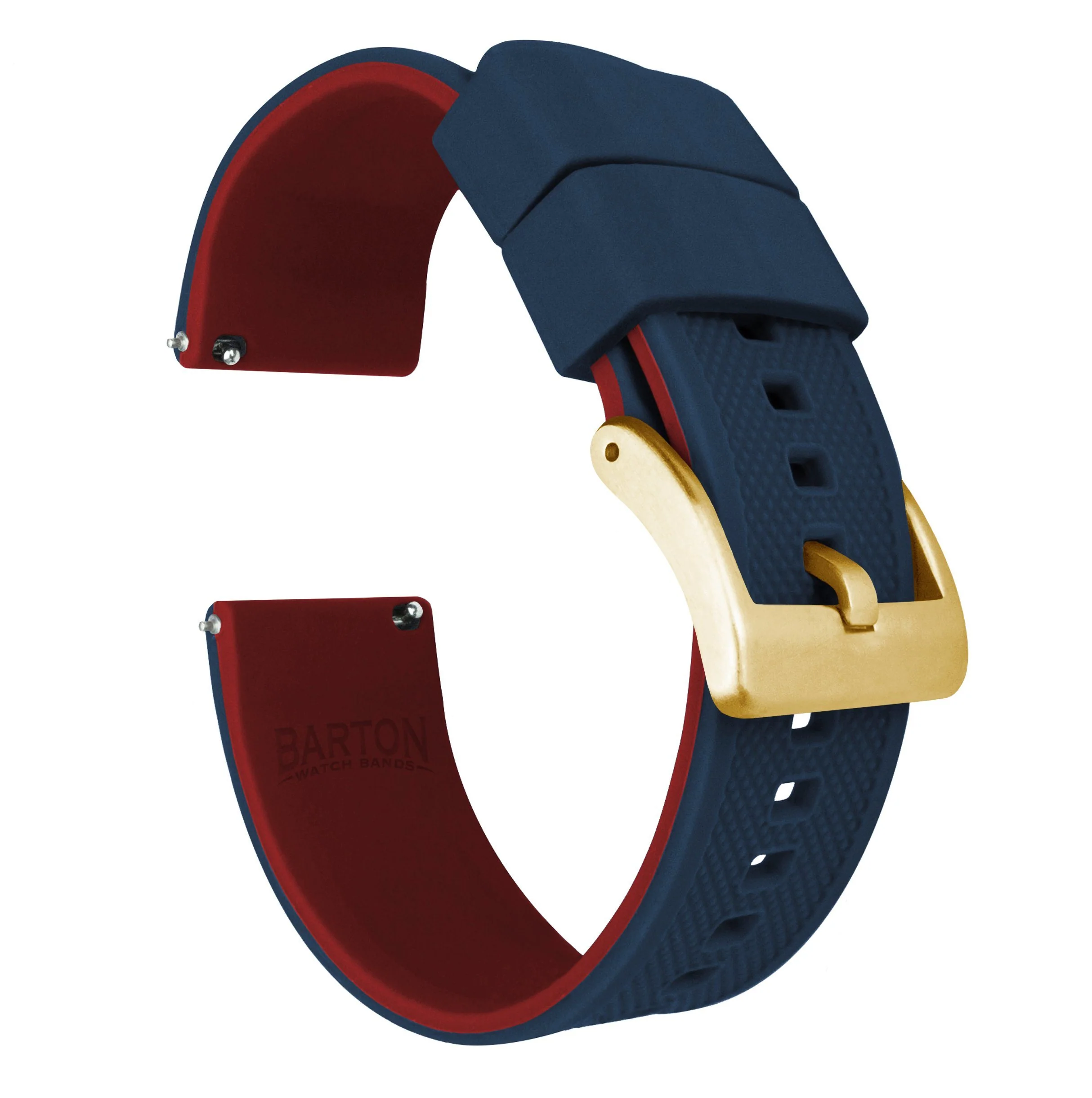 Navy Blue Top Crimson Red Bottom Elite Silicone Watch Band - Image 7