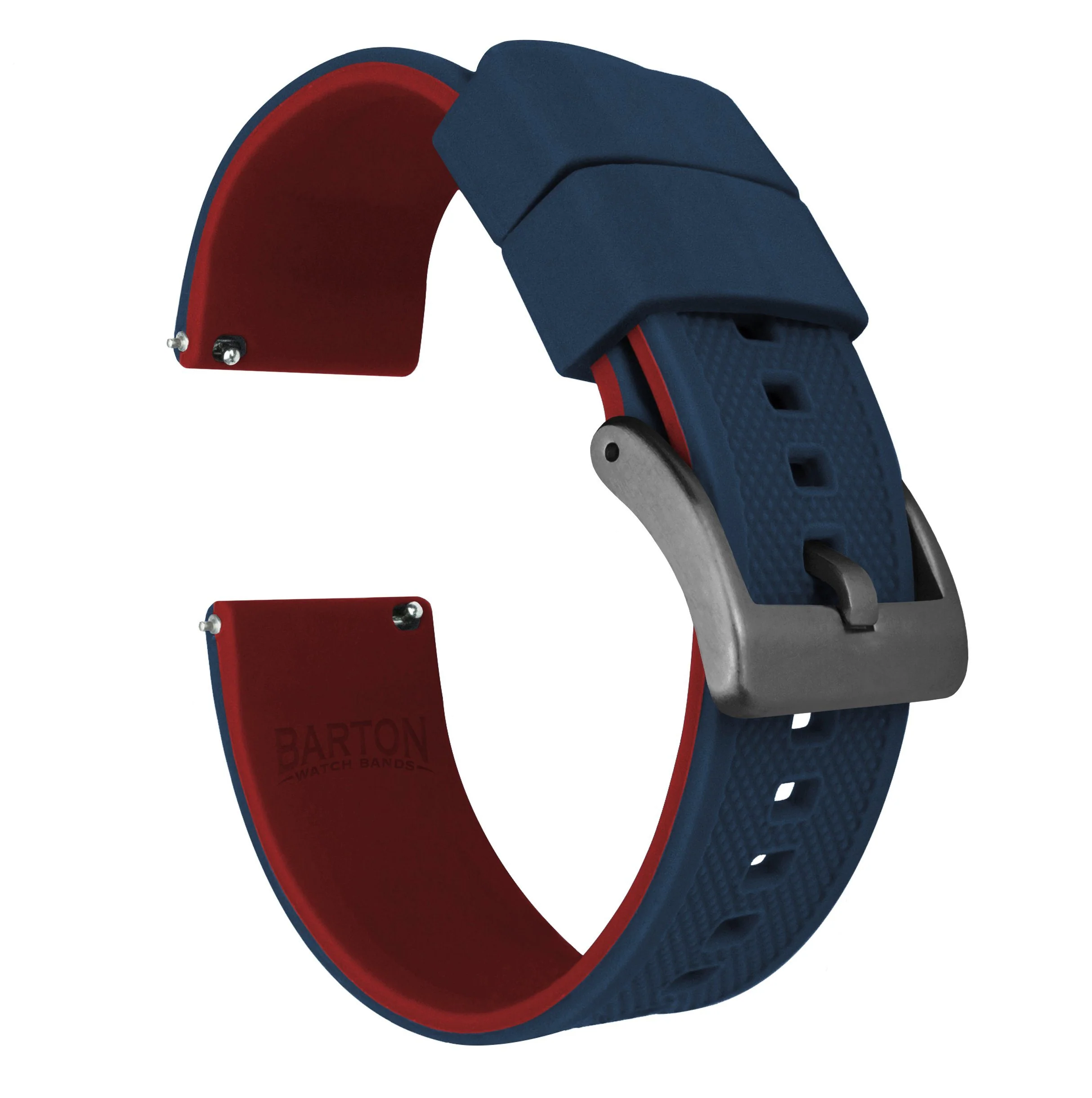 Navy Blue Top Crimson Red Bottom Elite Silicone Watch Band - Image 8