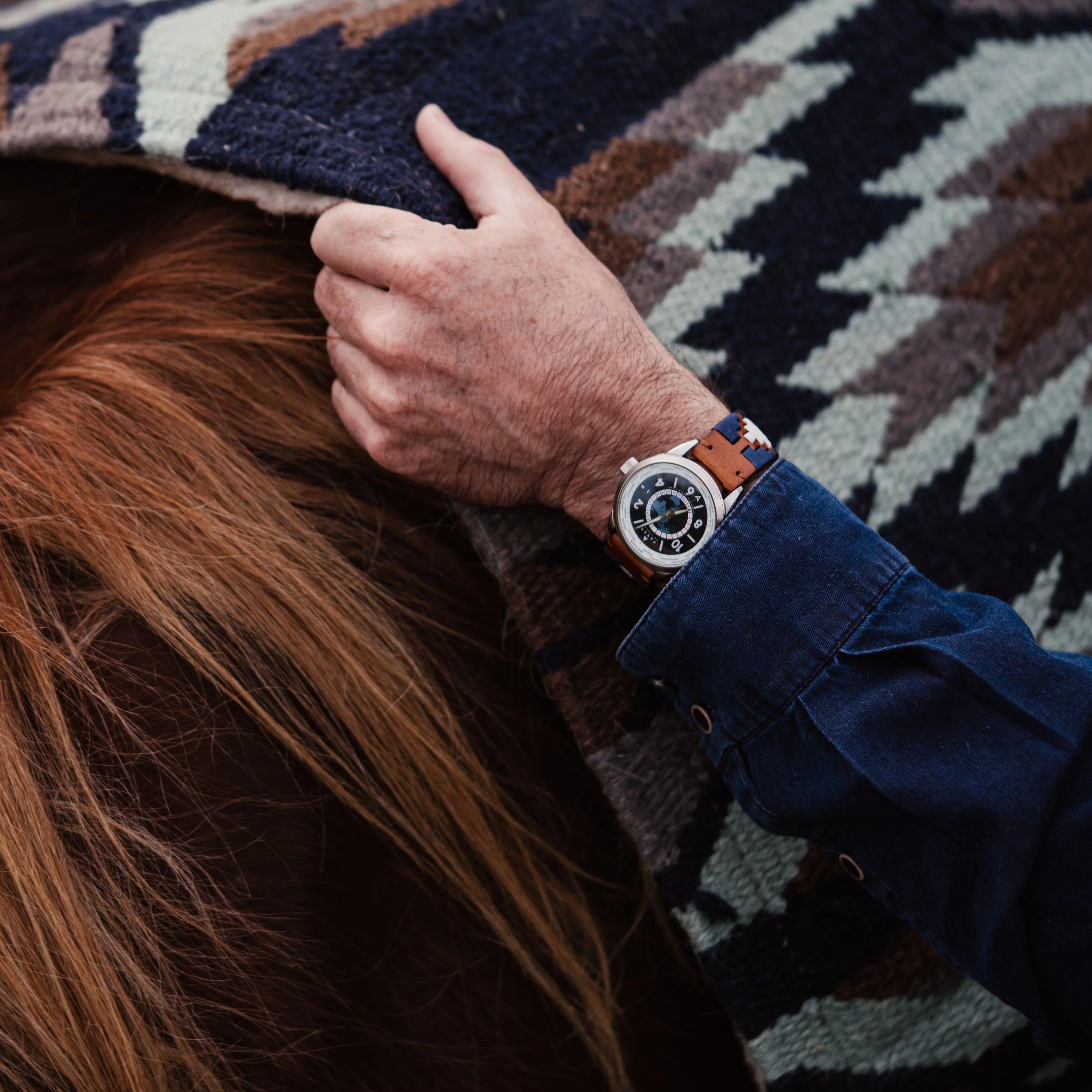 Navy Linen Gaucho Watch Band - Image 4