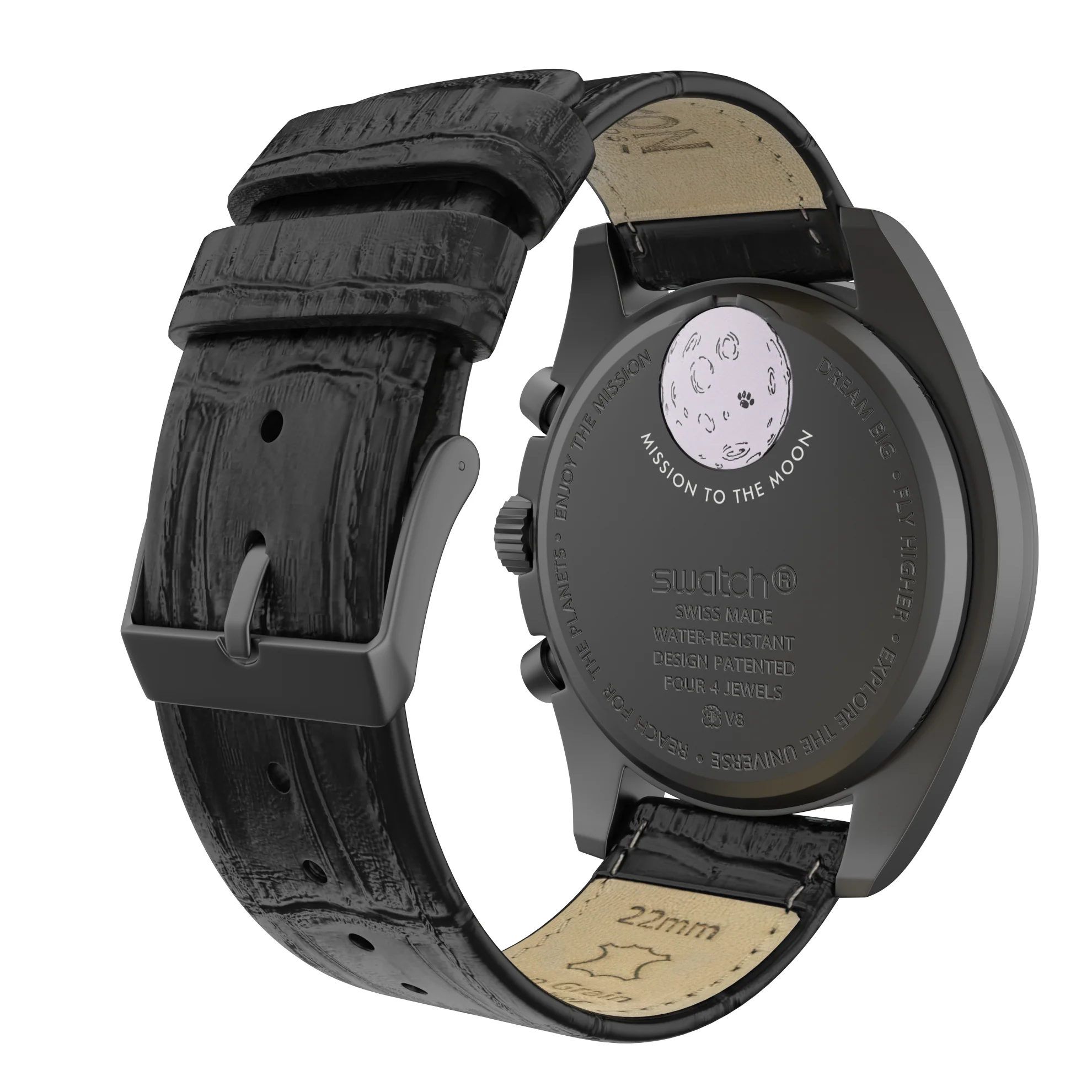 Omega Moonswatch Black Alligator Grain Leather Watch Band - Image 2