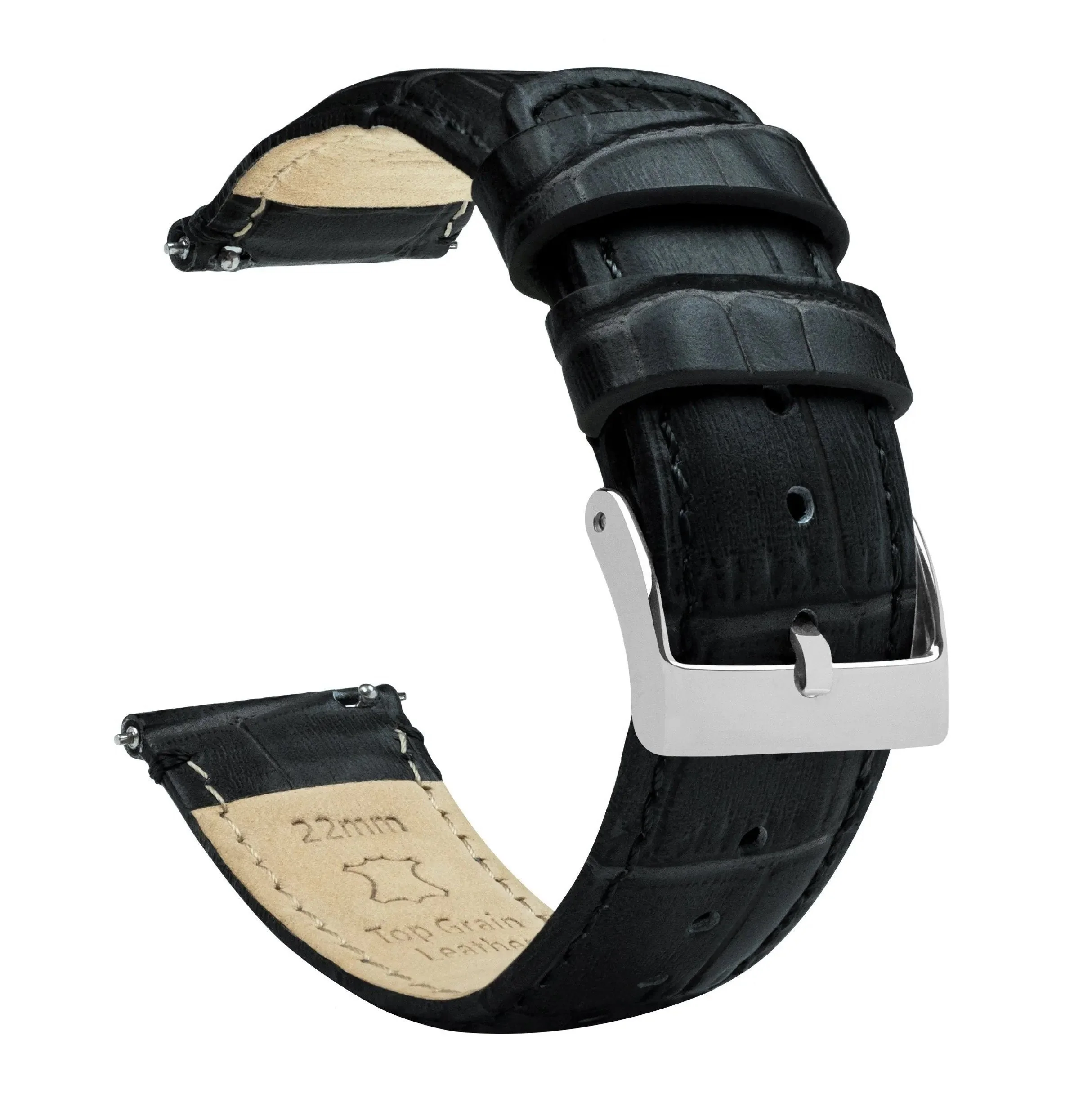 Omega Moonswatch Black Alligator Grain Leather Watch Band - Image 4