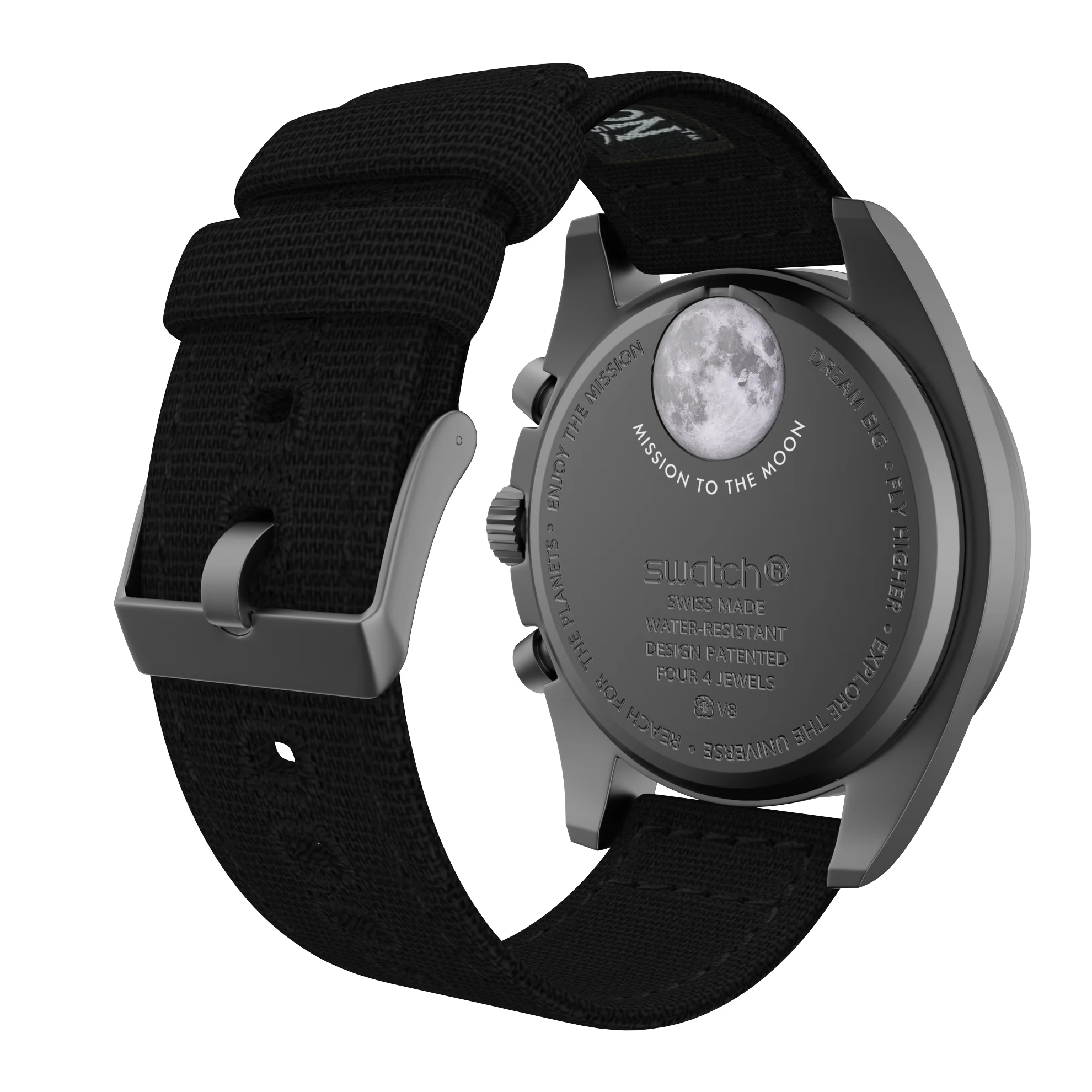Omega Moonswatch Black Canvas Watch Band - Image 2