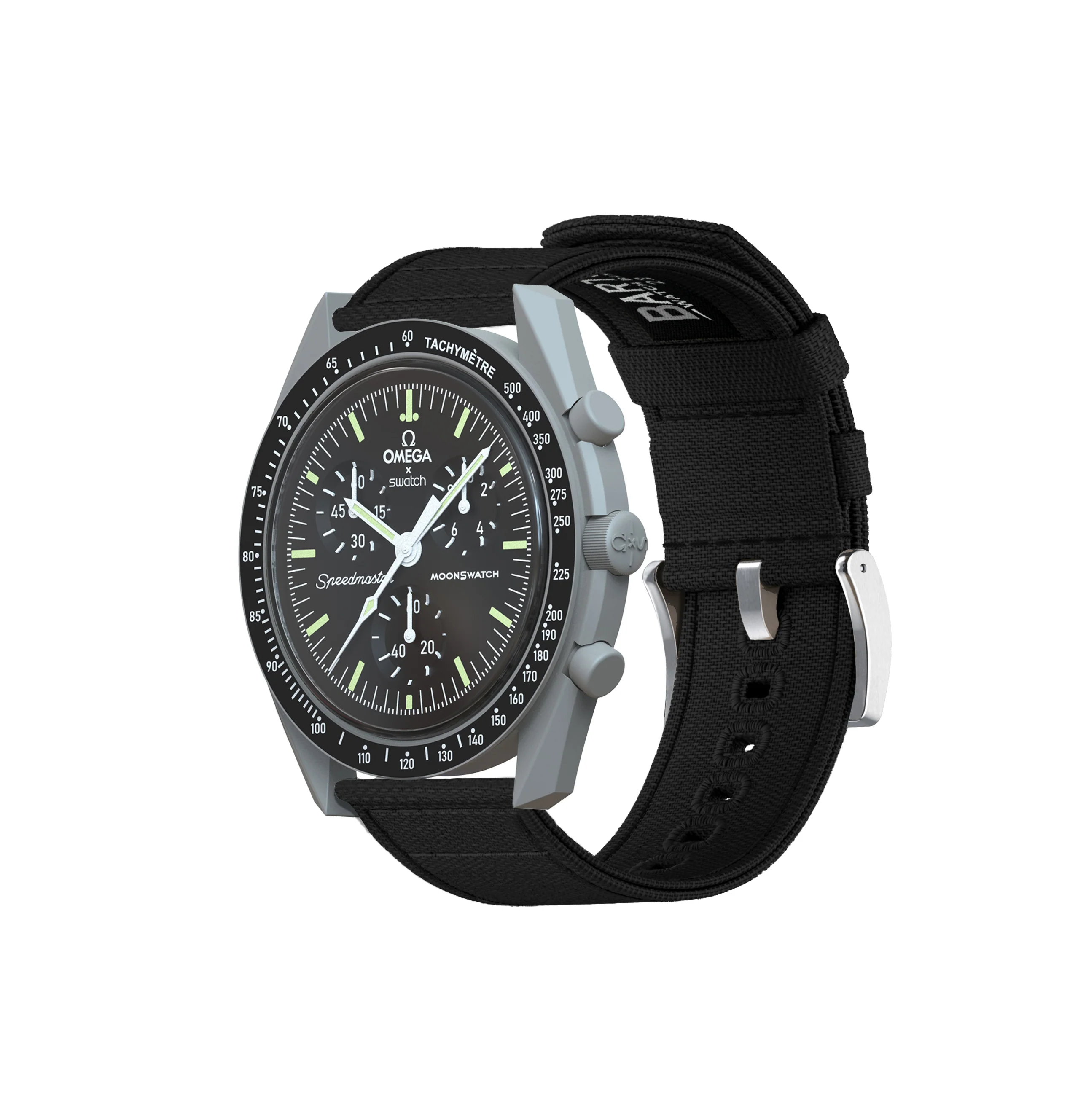 Omega Moonswatch Black Canvas Watch Band - Image 3