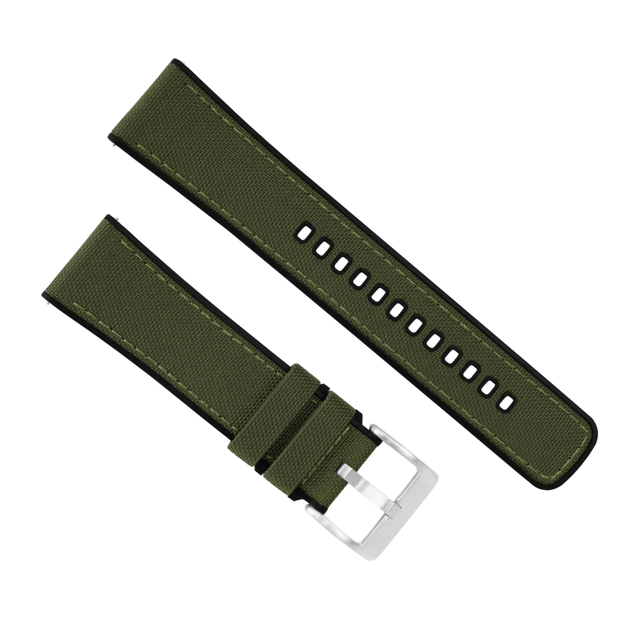 Omega Moonswatch Cordrua Fabric Silicone Hybrid Army Green Watch Band - Image 3