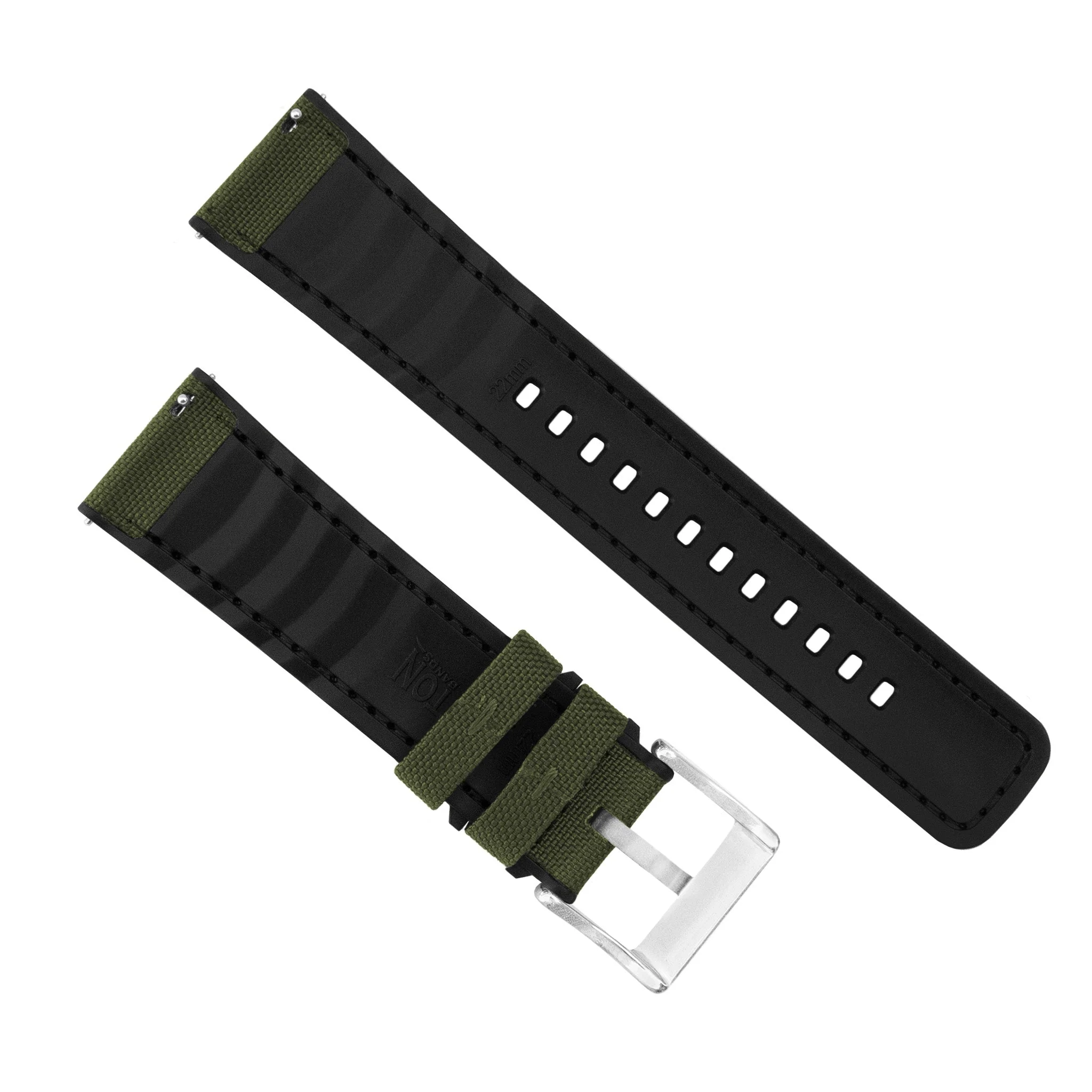 Omega Moonswatch Cordrua Fabric Silicone Hybrid Army Green Watch Band - Image 4