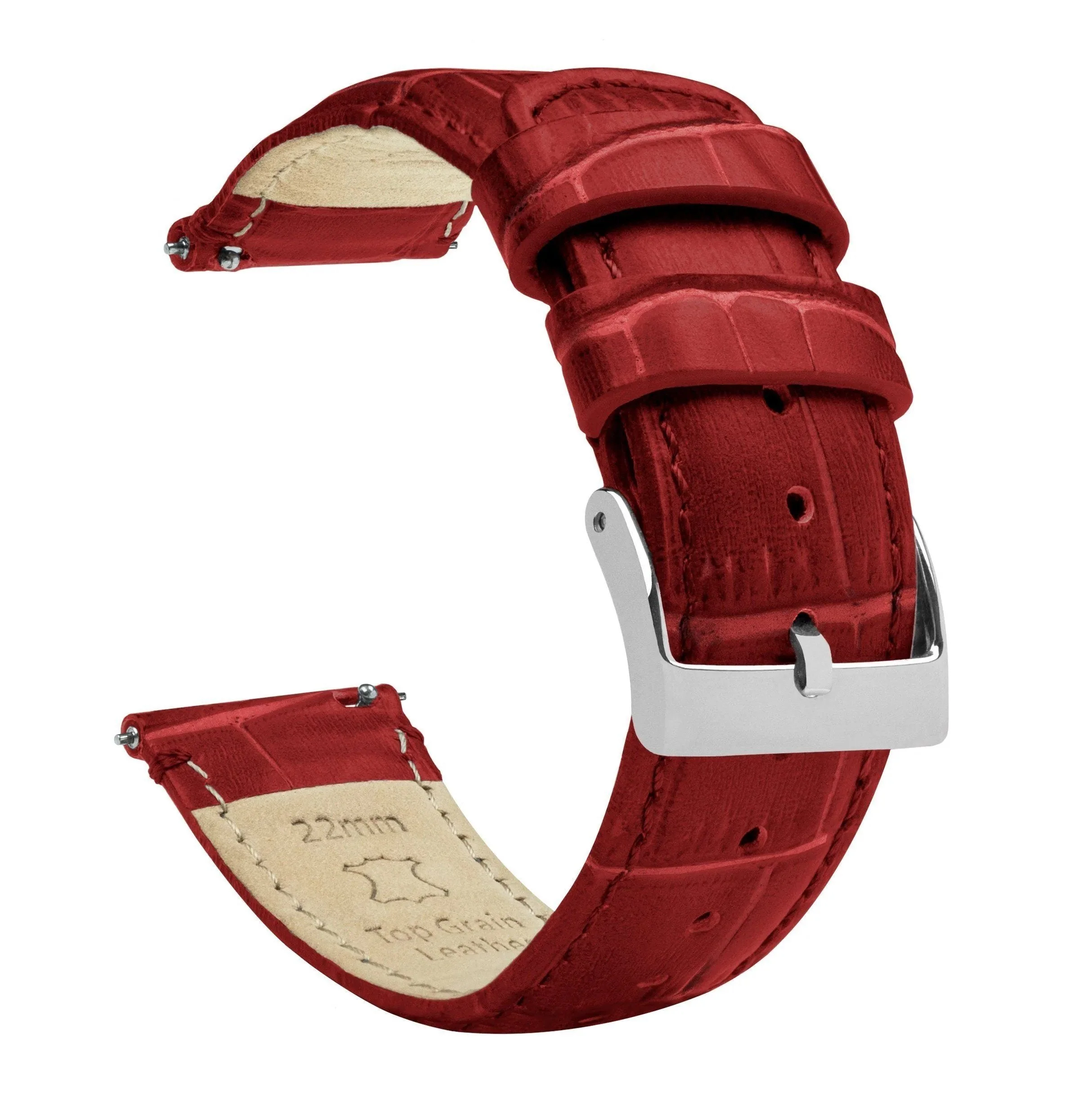 Omega Moonswatch Crimson Red Alligator Grain Leather Watch Band - Image 2