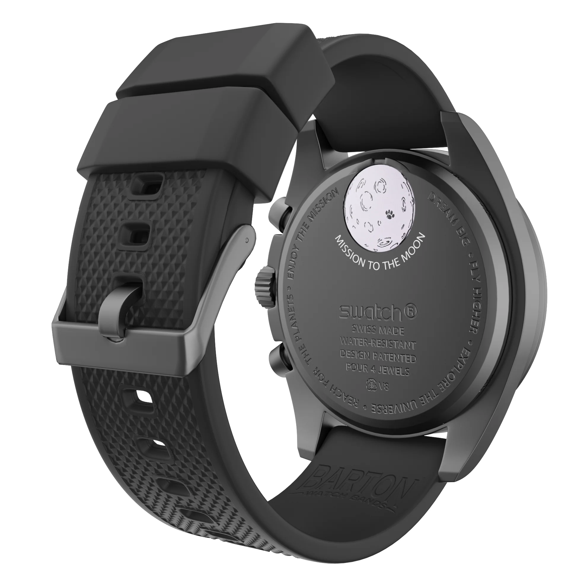 Omega Moonswatch Elite Silicone Black Watch Band - Image 2