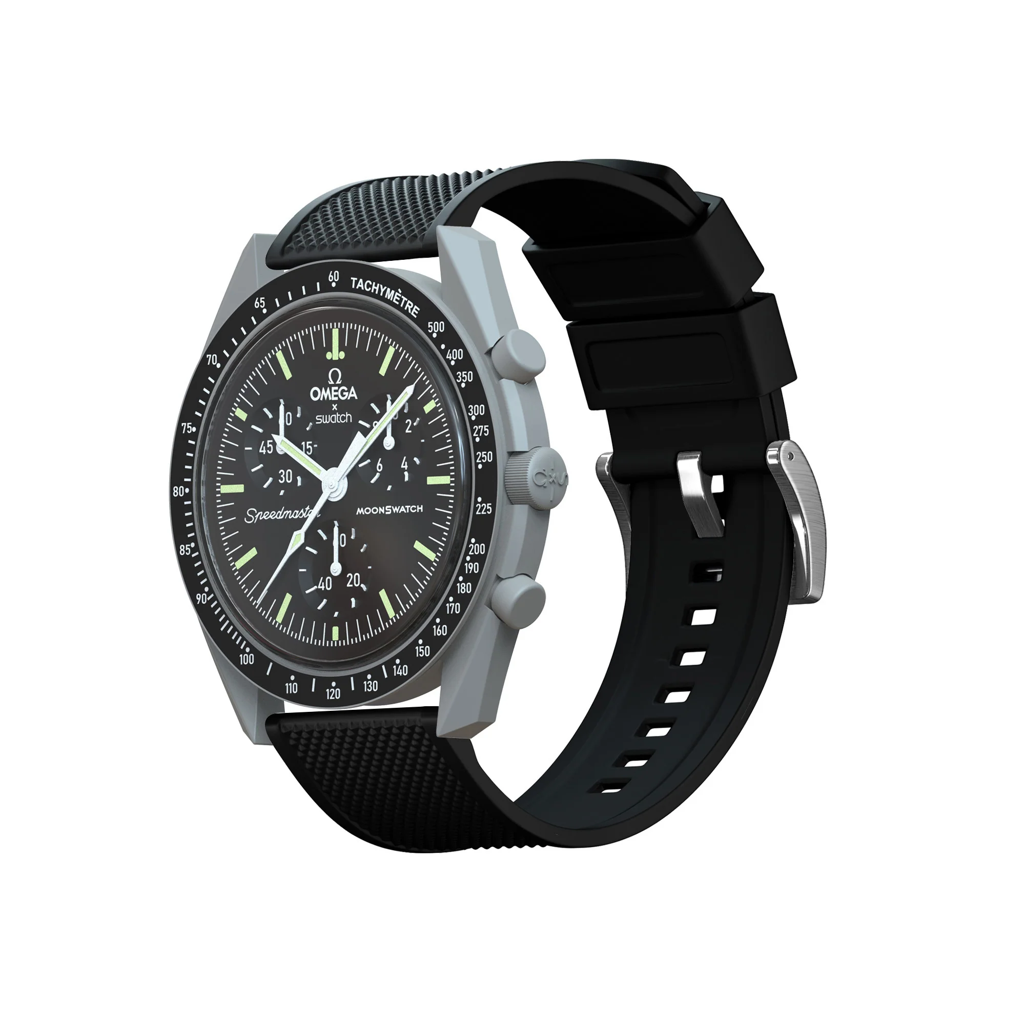 Omega Moonswatch Elite Silicone Black Watch Band - Image 3