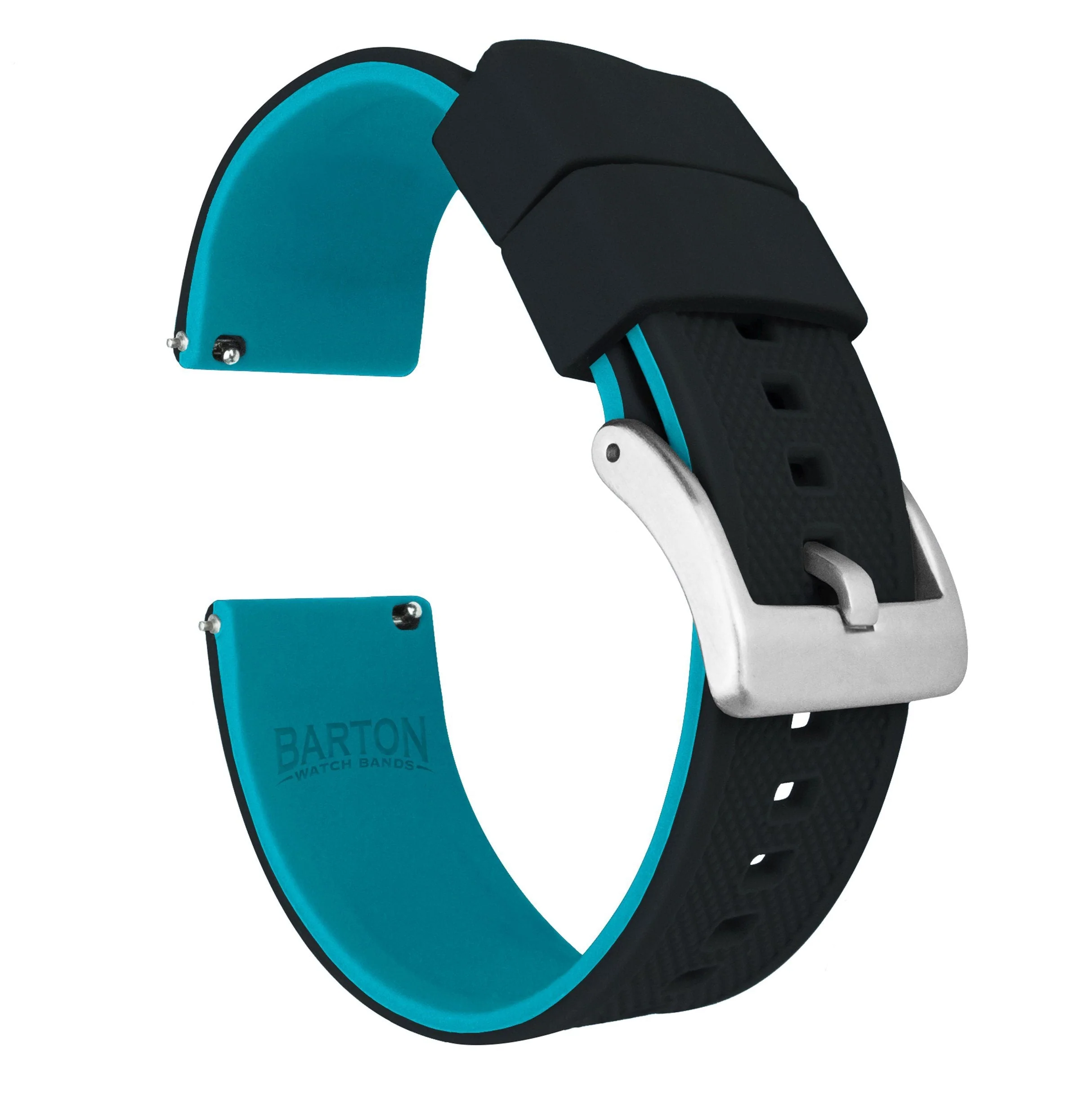 Omega Moonswatch Elite Silicone Black Top Aqua Blue Bottom Watch Band - Image 2