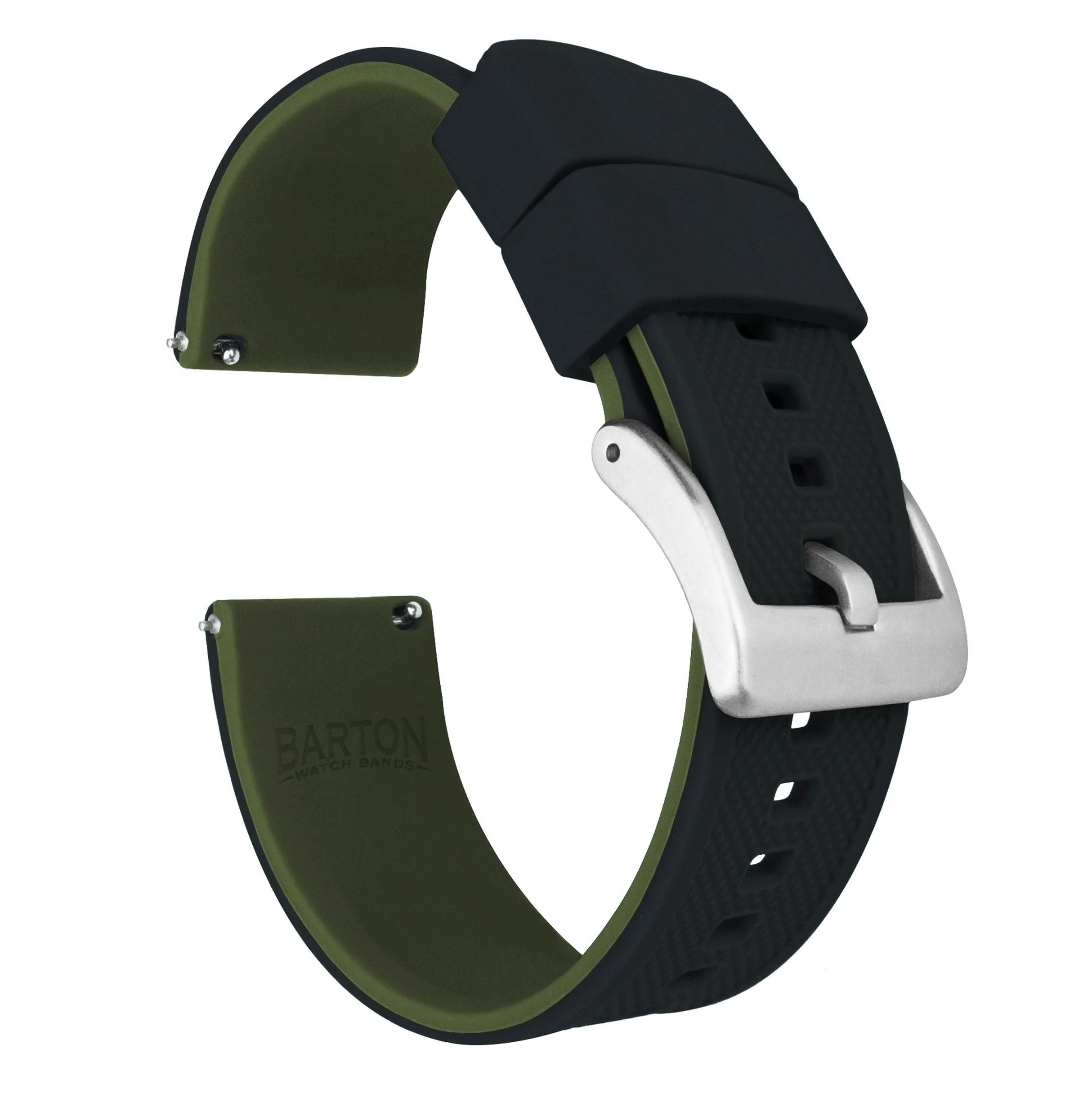 Omega Moonswatch Elite Silicone Black Top Army Green Bottom Watch Band - Image 2