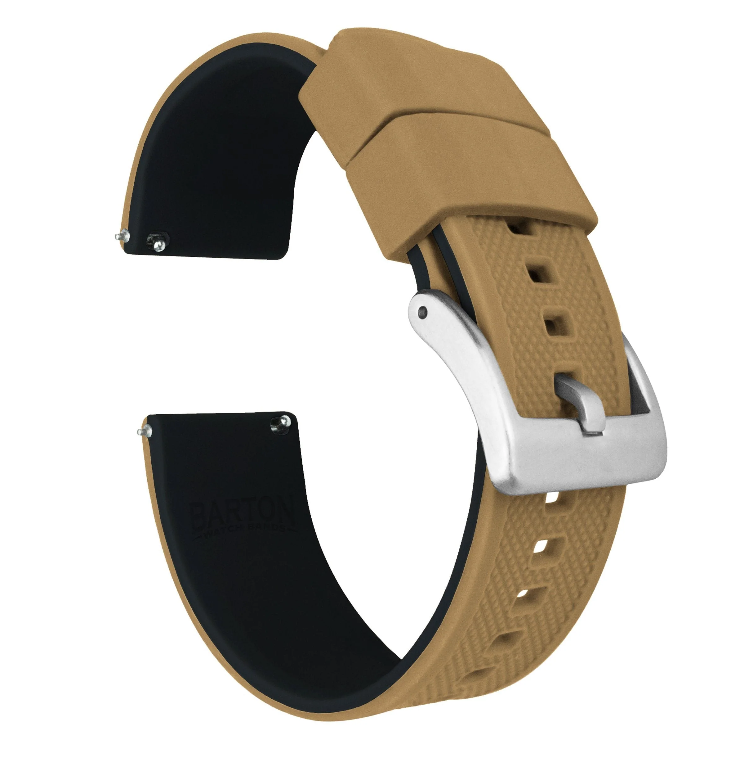 Omega Moonswatch Elite Silicone Khaki Tan Top Black Bottom Watch Band - Image 2
