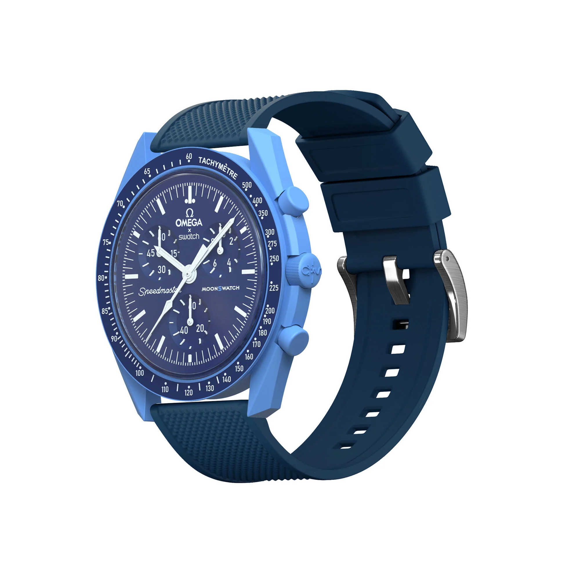 Omega Moonswatch Elite Silicone Navy Blue Watch Band - Image 2