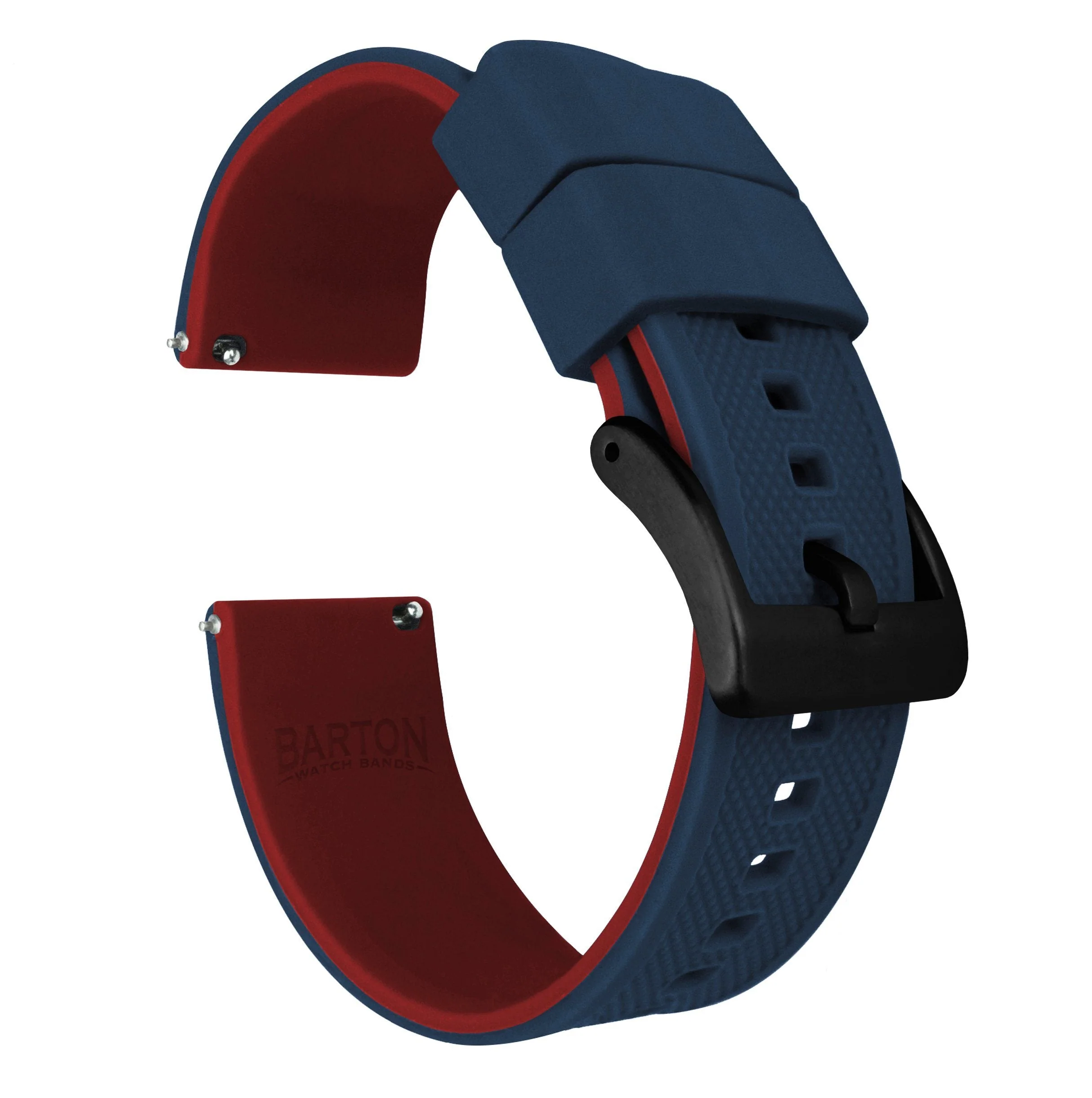 Omega Moonswatch Elite Silicone Navy Blue Top Crimson Red Bottom Watch Band - Image 3