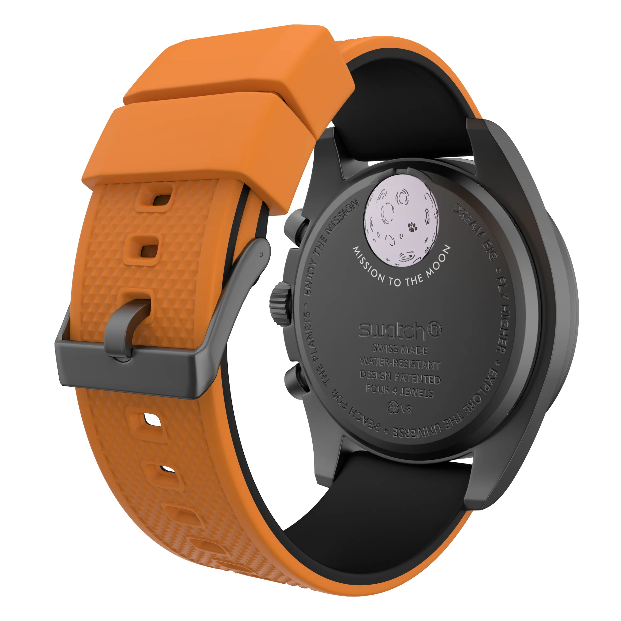 Omega Moonswatch Elite Silicone Pumpkin Orange Top Black Bottom Watch Band - Image 2