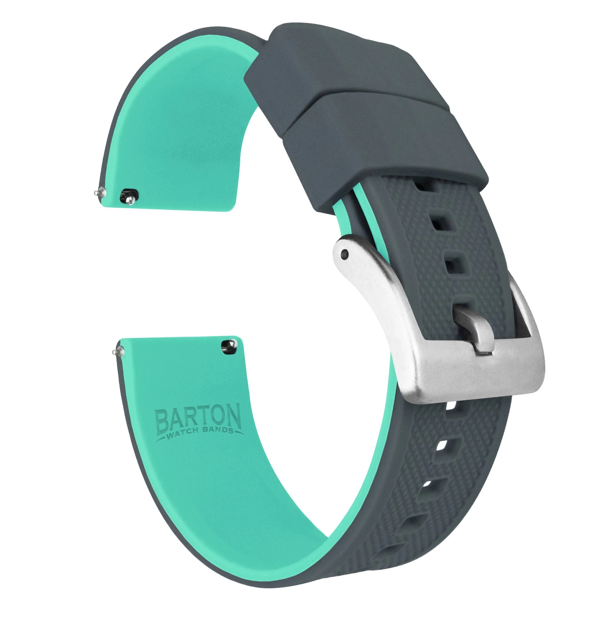 Omega Moonswatch Elite Silicone Smoke Grey Top Mint Green Bottom Watch Band - Image 2