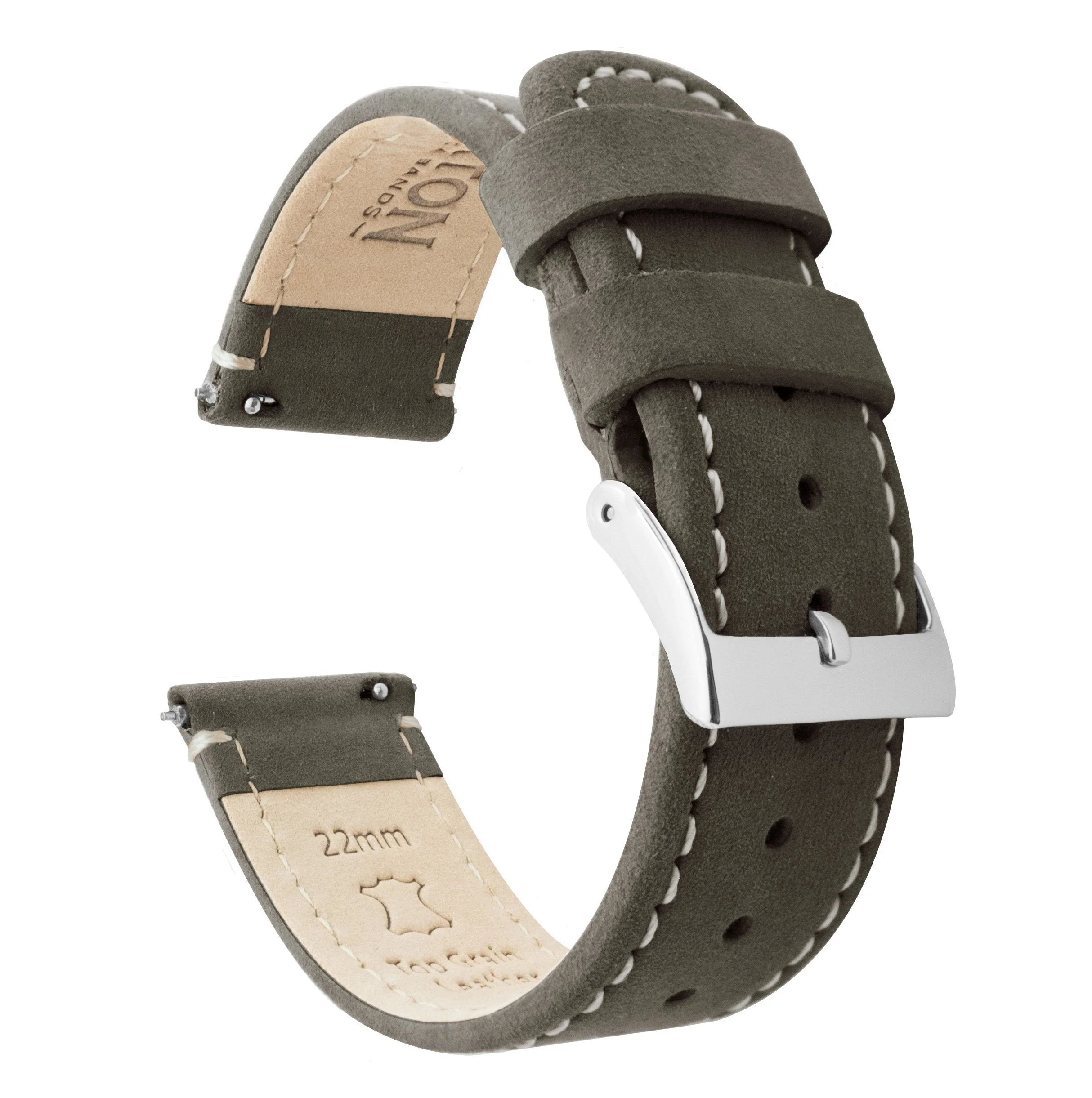 Omega Moonswatch Espresso Brown Leather Linen White Stitching Watch Band - Image 2