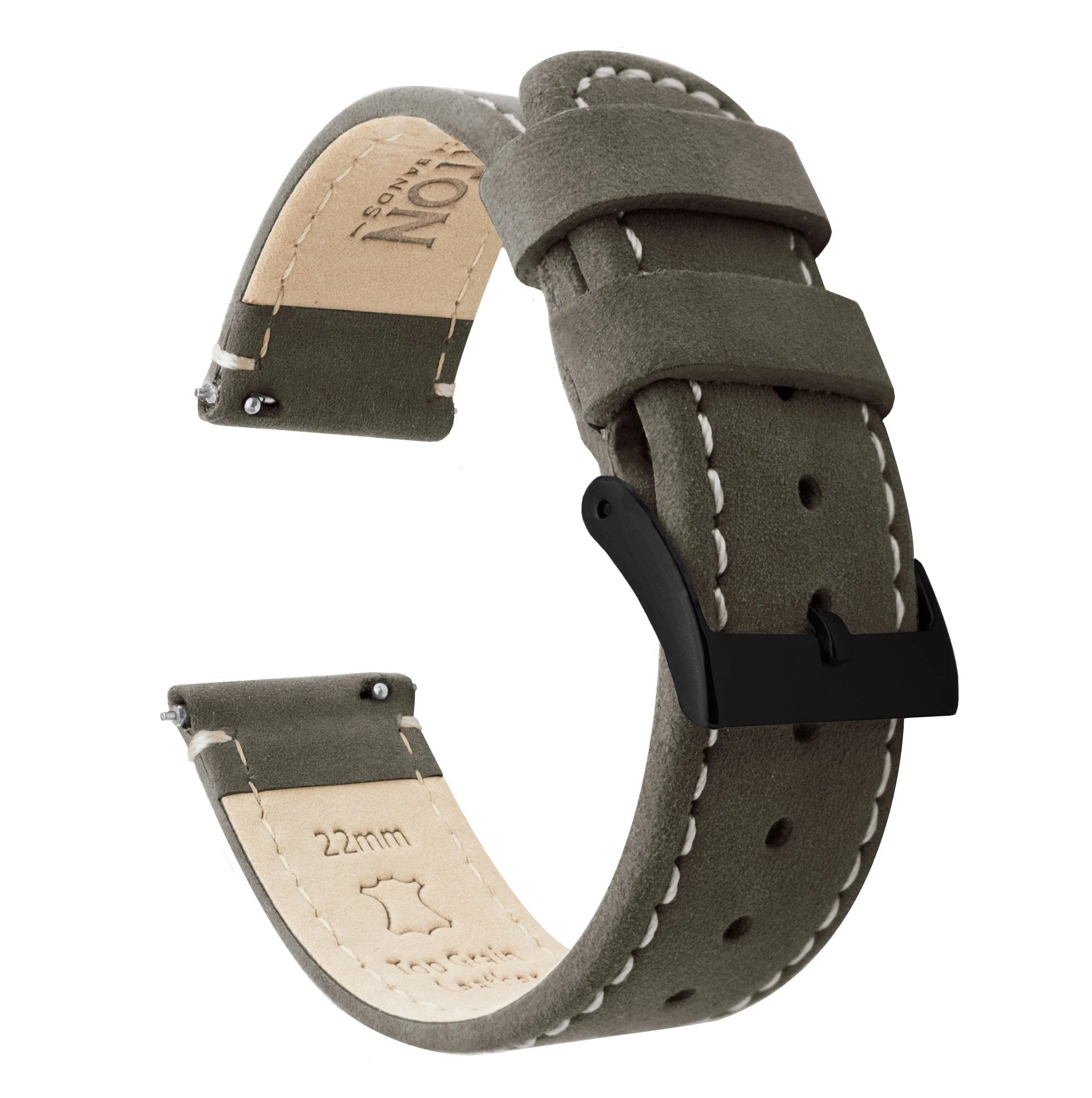 Omega Moonswatch Espresso Brown Leather Linen White Stitching Watch Band - Image 3