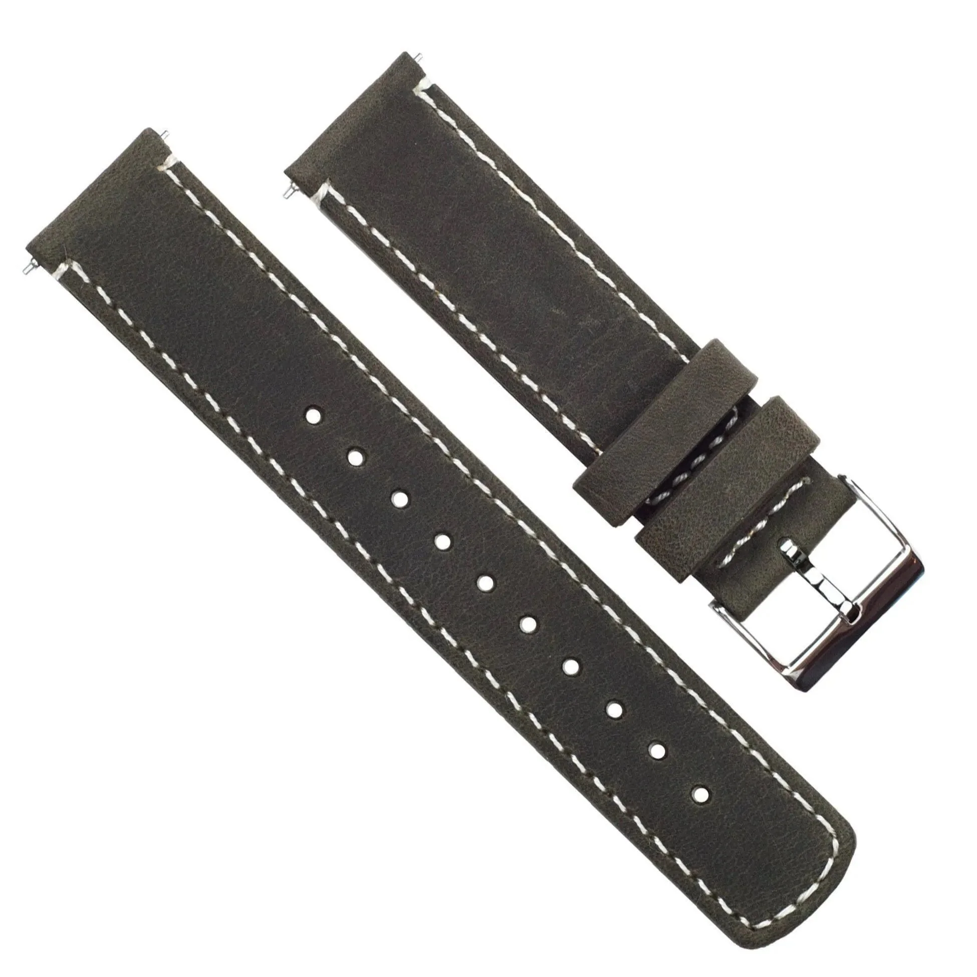 Omega Moonswatch Espresso Brown Leather Linen White Stitching Watch Band - Image 4