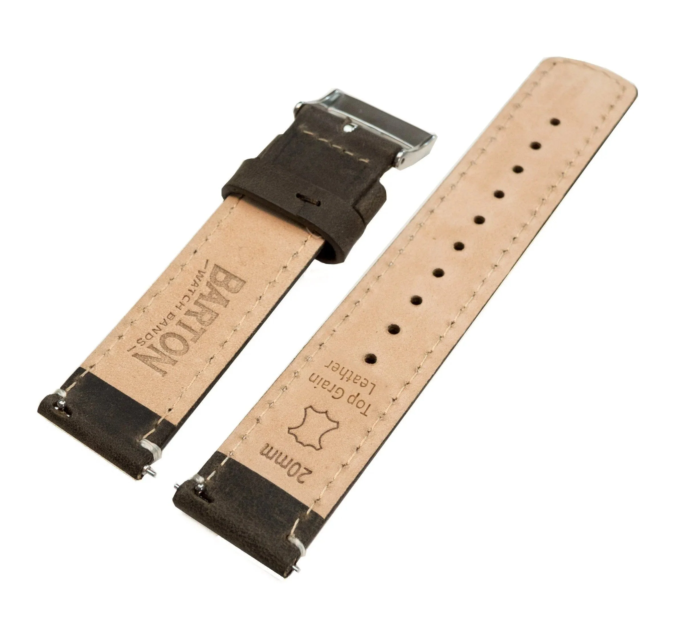 Omega Moonswatch Espresso Brown Leather Linen White Stitching Watch Band - Image 5