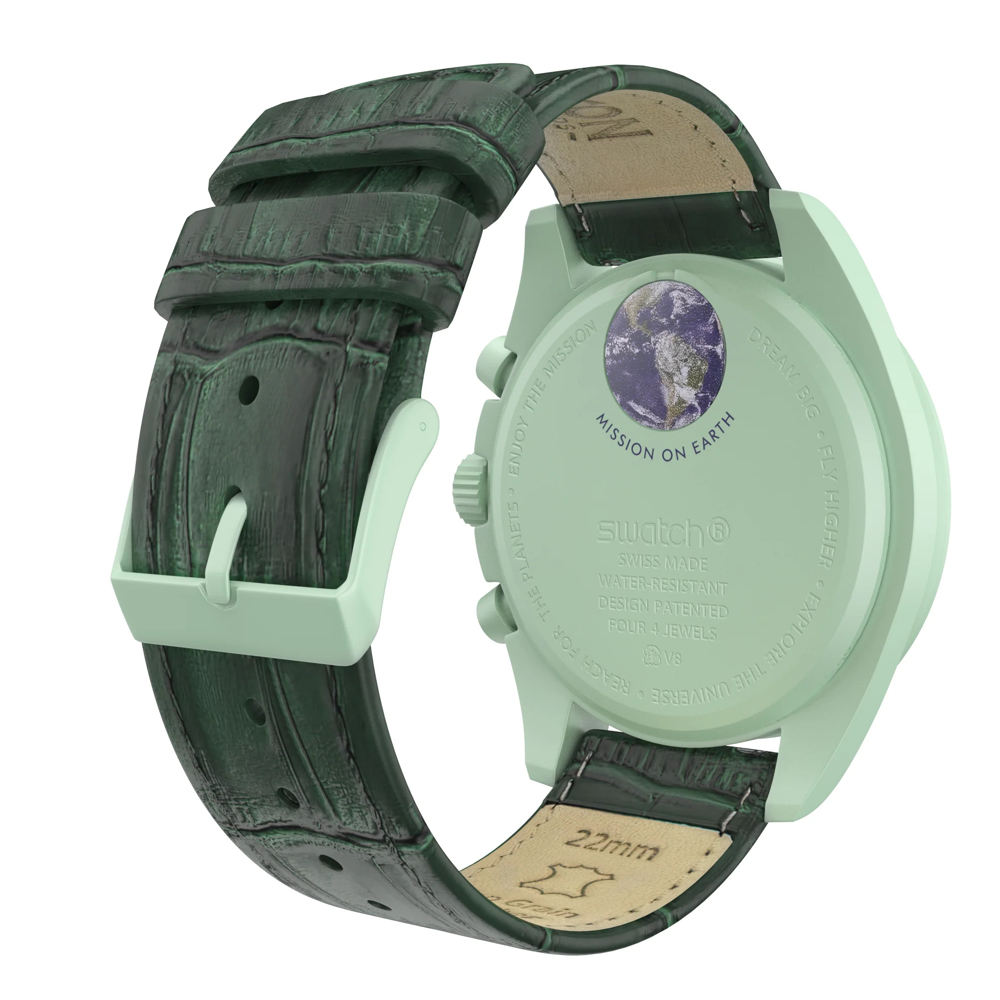 Omega Moonswatch Forest Green Alligator Grain Leather Watch Band - Image 2