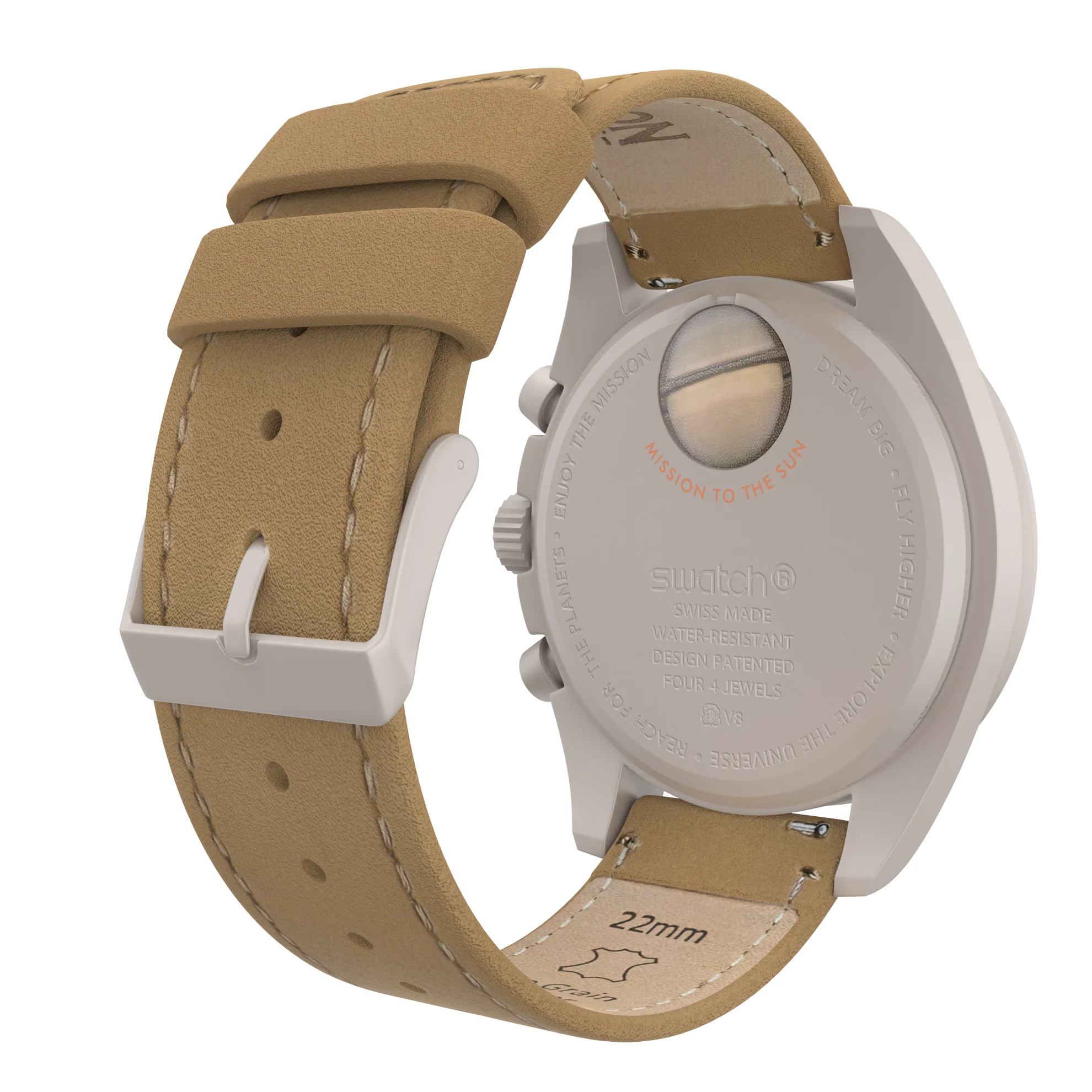 Omega Moonswatch Gingerbread Brown Leather Stitching Watch Band - Image 2