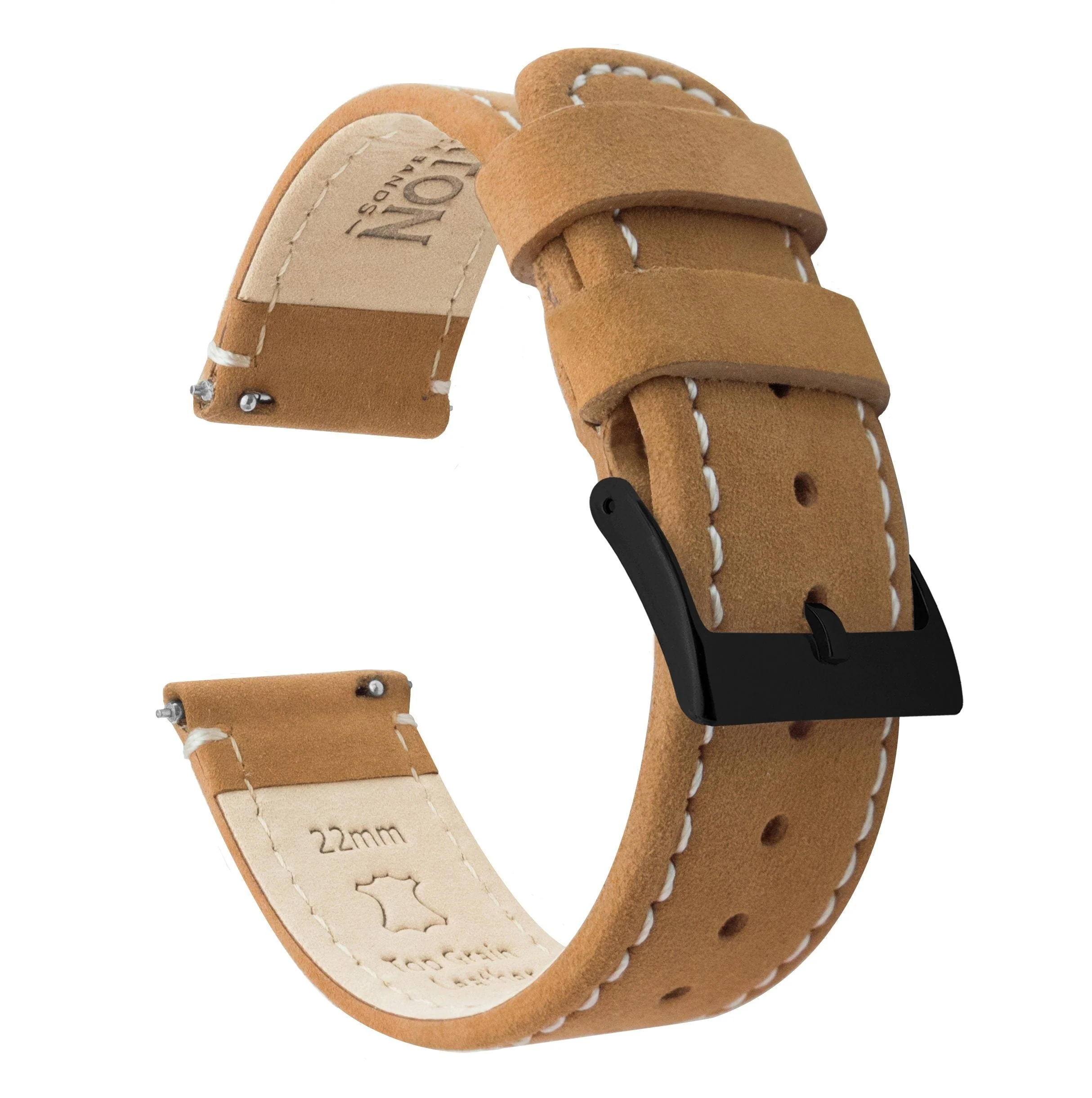 Omega Moonswatch Gingerbread Brown Leather Linen White Stitching Watch Band - Image 5