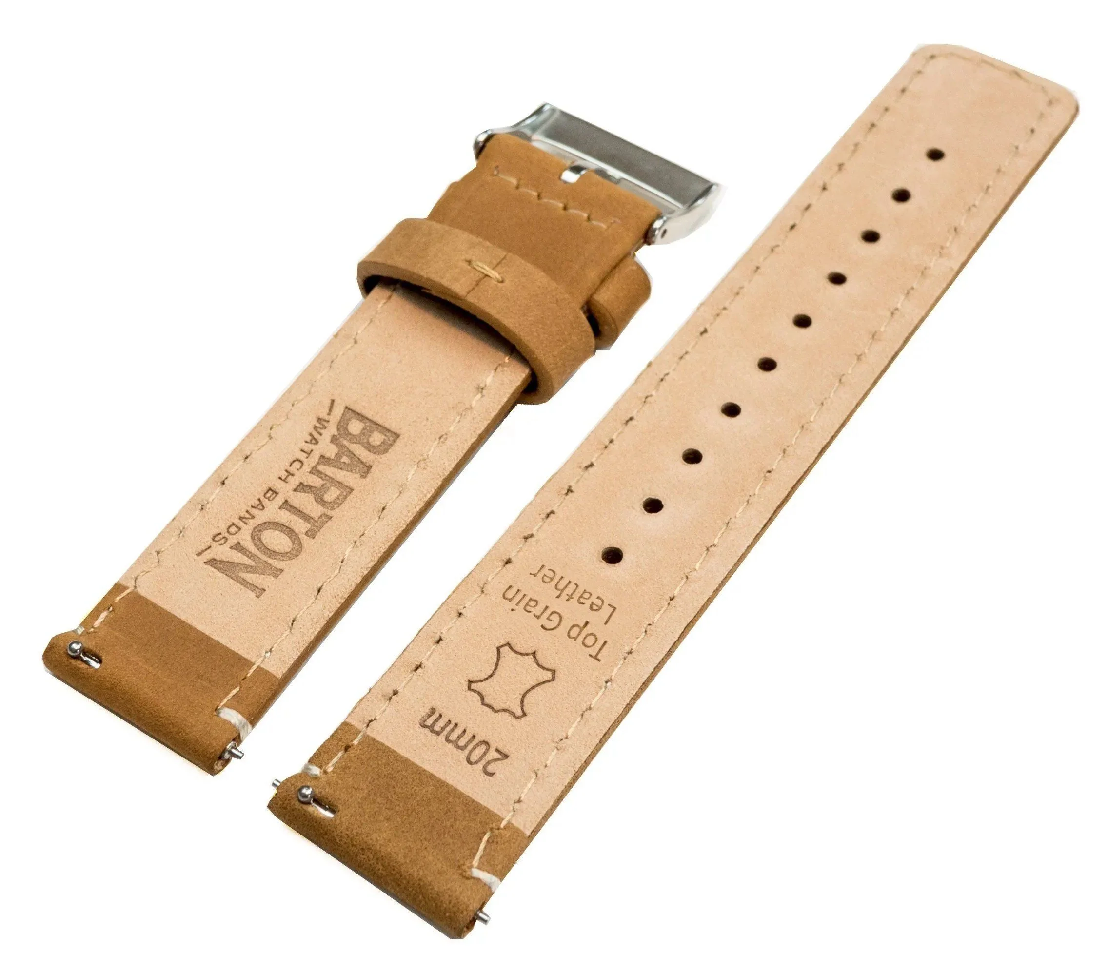 Omega Moonswatch Gingerbread Brown Leather Linen White Stitching Watch Band - Image 7