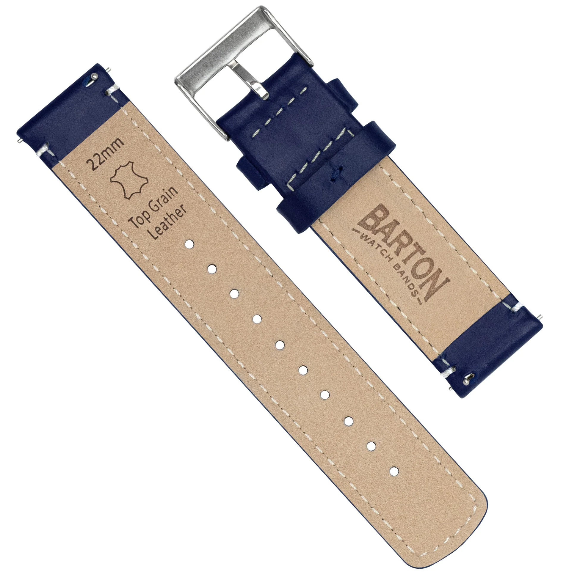 Omega Moonswatch Navy Blue Leather White Stitching Watch Band - Image 5