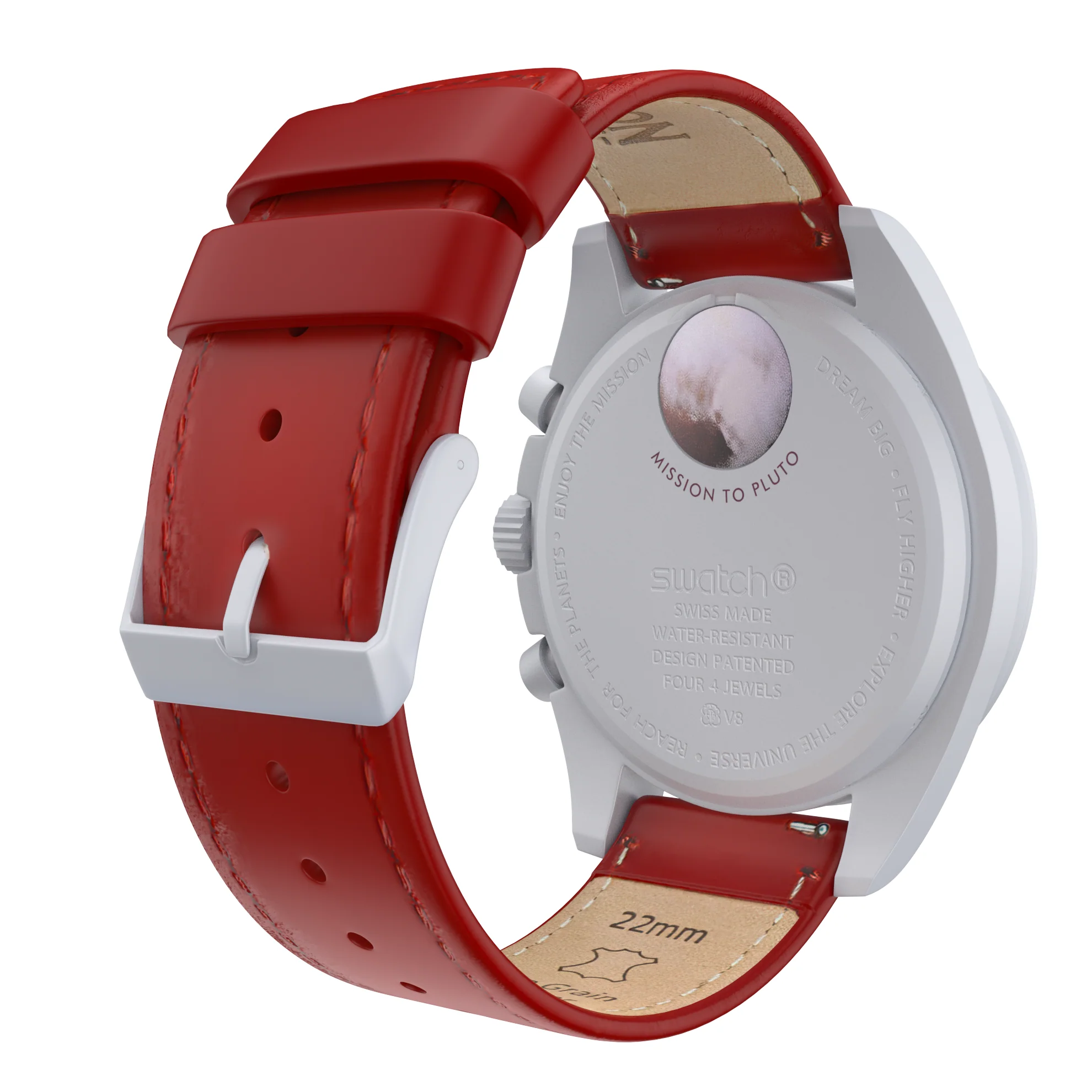 Omega Moonswatch Red Leather Stitching Watch Band - Image 2