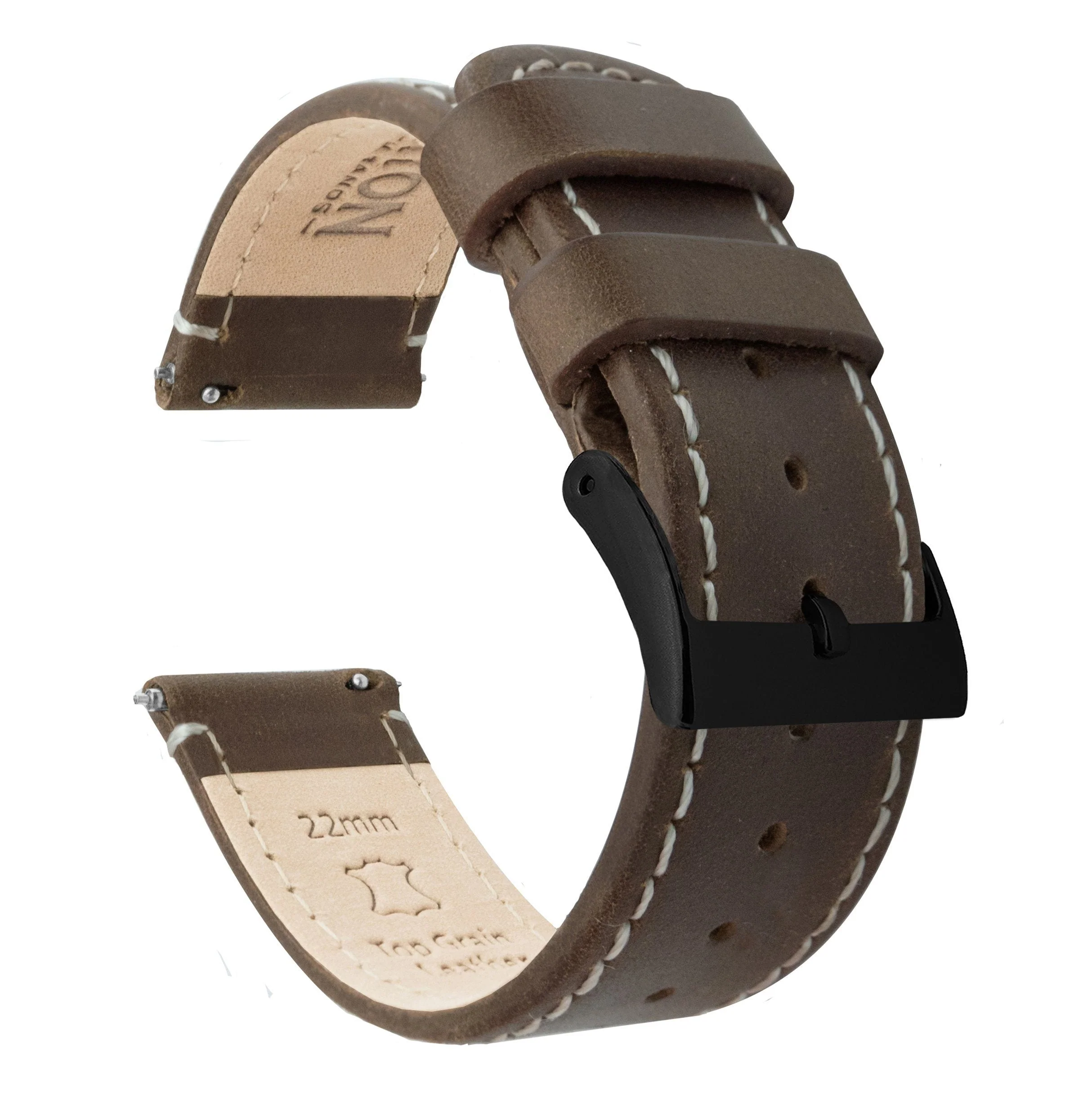 Omega Moonswatch Saddle Brown Leather Linen White Stitching Watch Band - Image 3