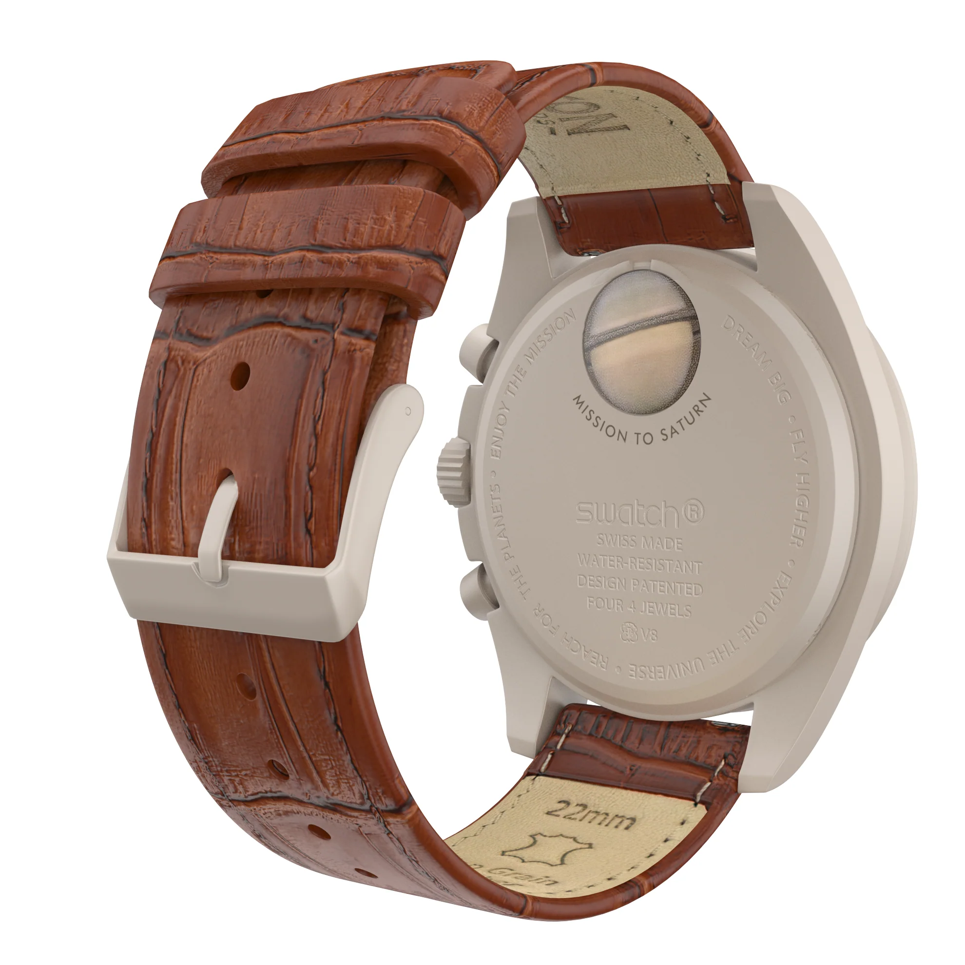 Omega Moonswatch Toffee Brown Alligator Grain Leather Watch Band - Image 2