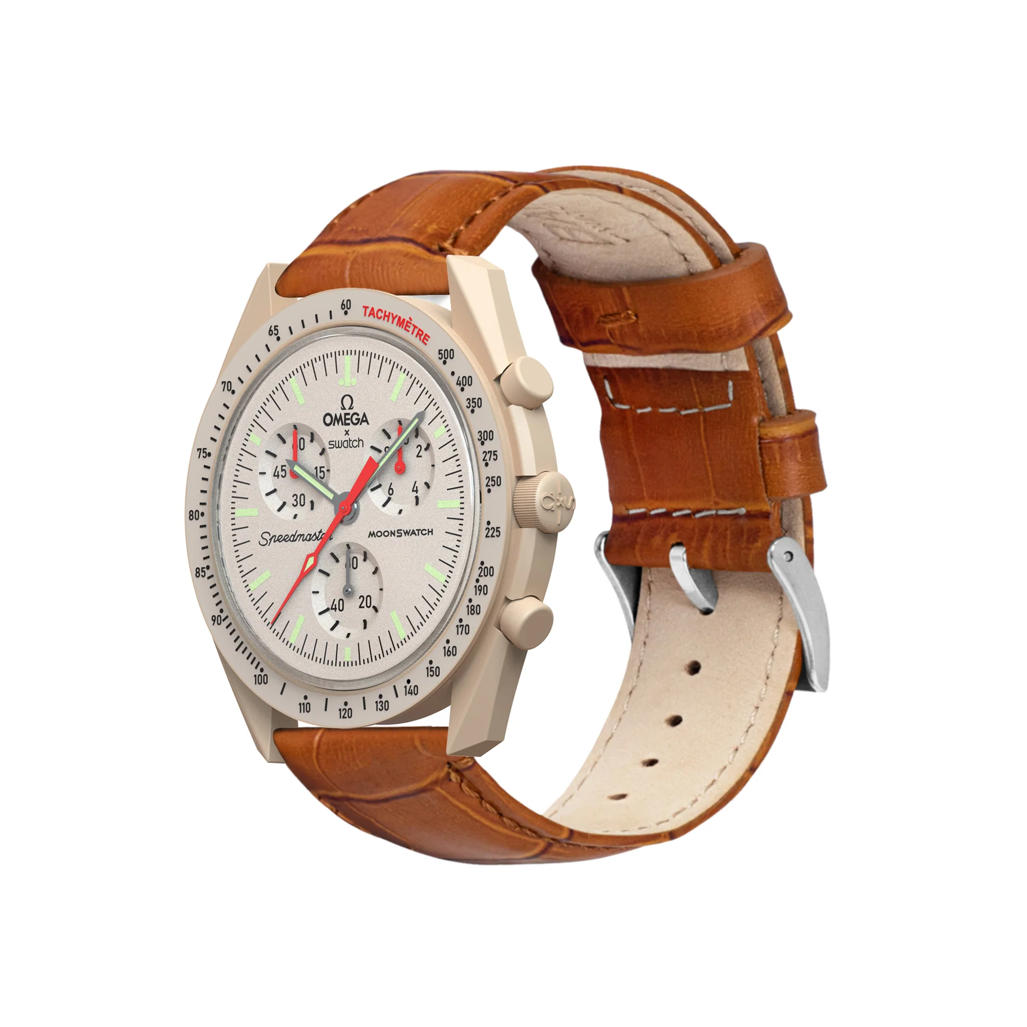 Omega Moonswatch Toffee Brown Alligator Grain Leather Watch Band - Image 3
