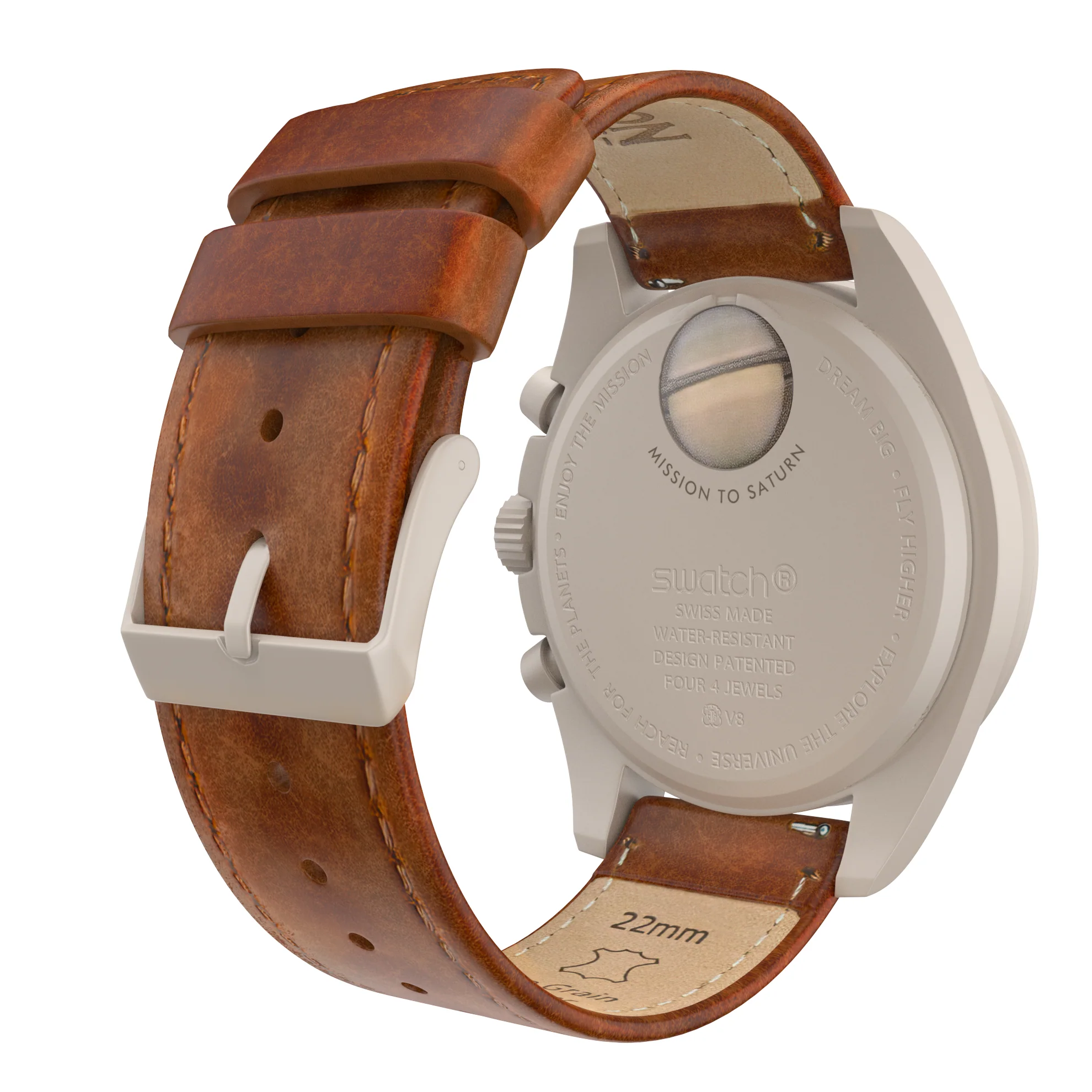 Omega Moonswatch Weathered Brown Leather Watch Band - Image 2