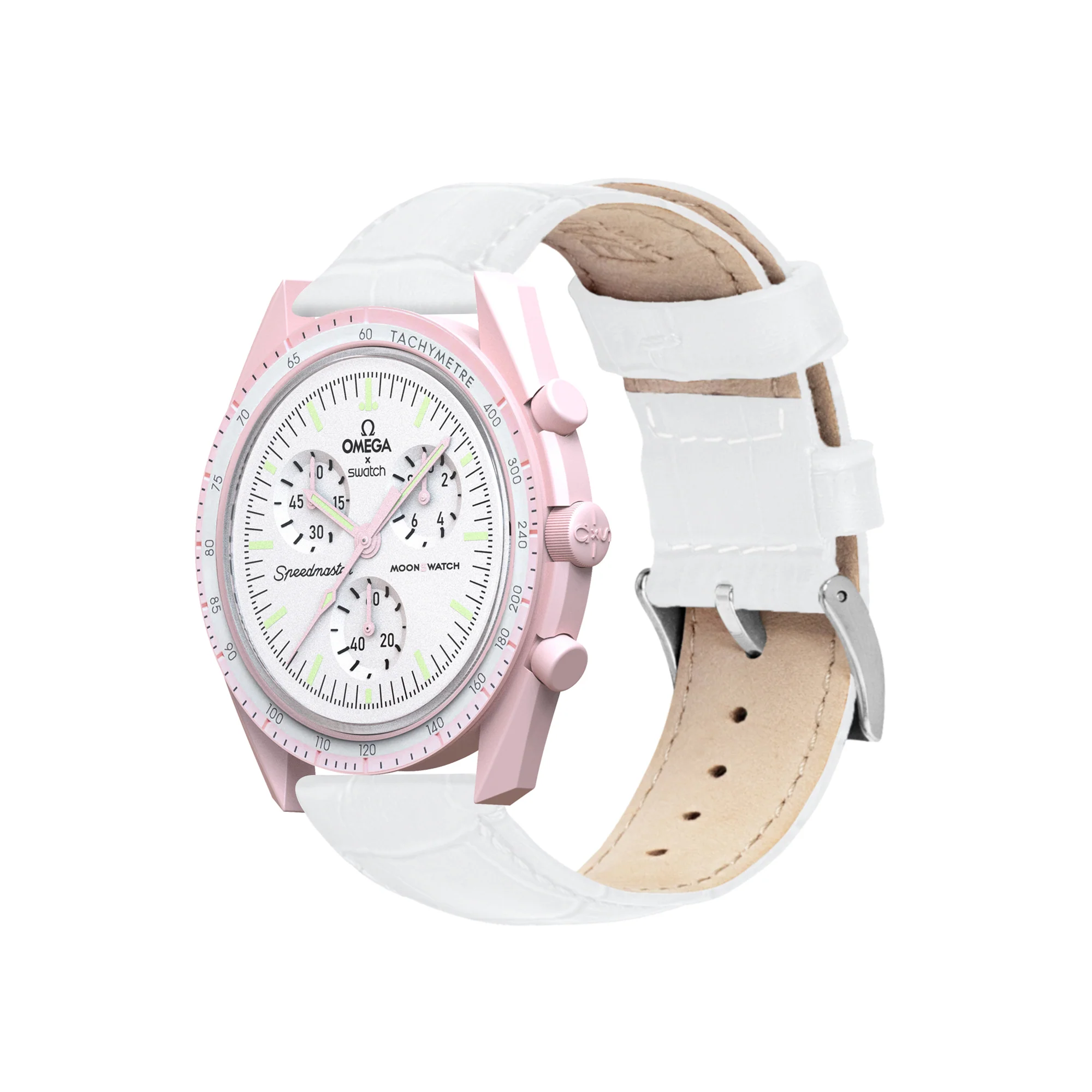 Omega Moonswatch White Alligator Grain Leather Watch Band - Image 3