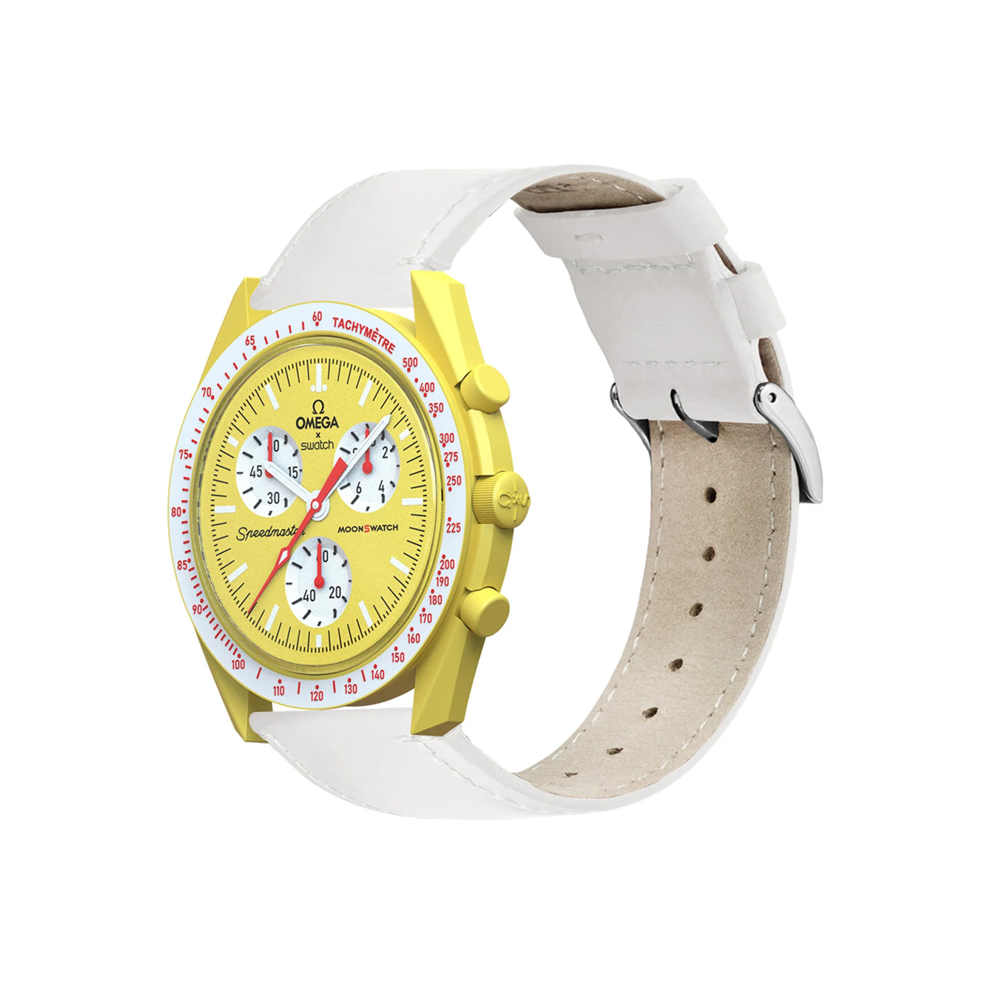 Omega Moonswatch White Leather Stitching Watch Band - Image 5
