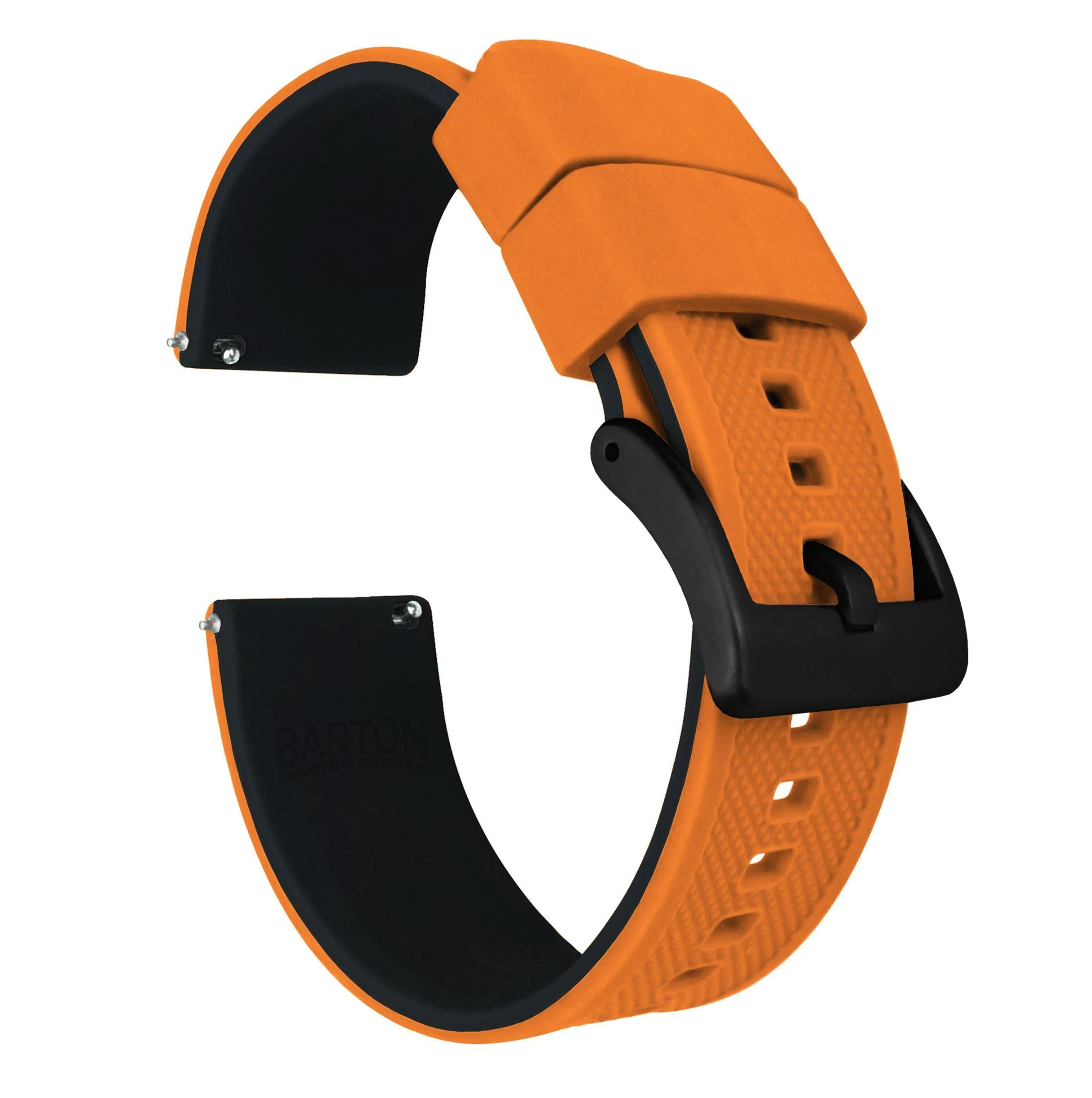 Pumpkin Orange Top Black Bottom Elite Silicone Watch Band - Image 7