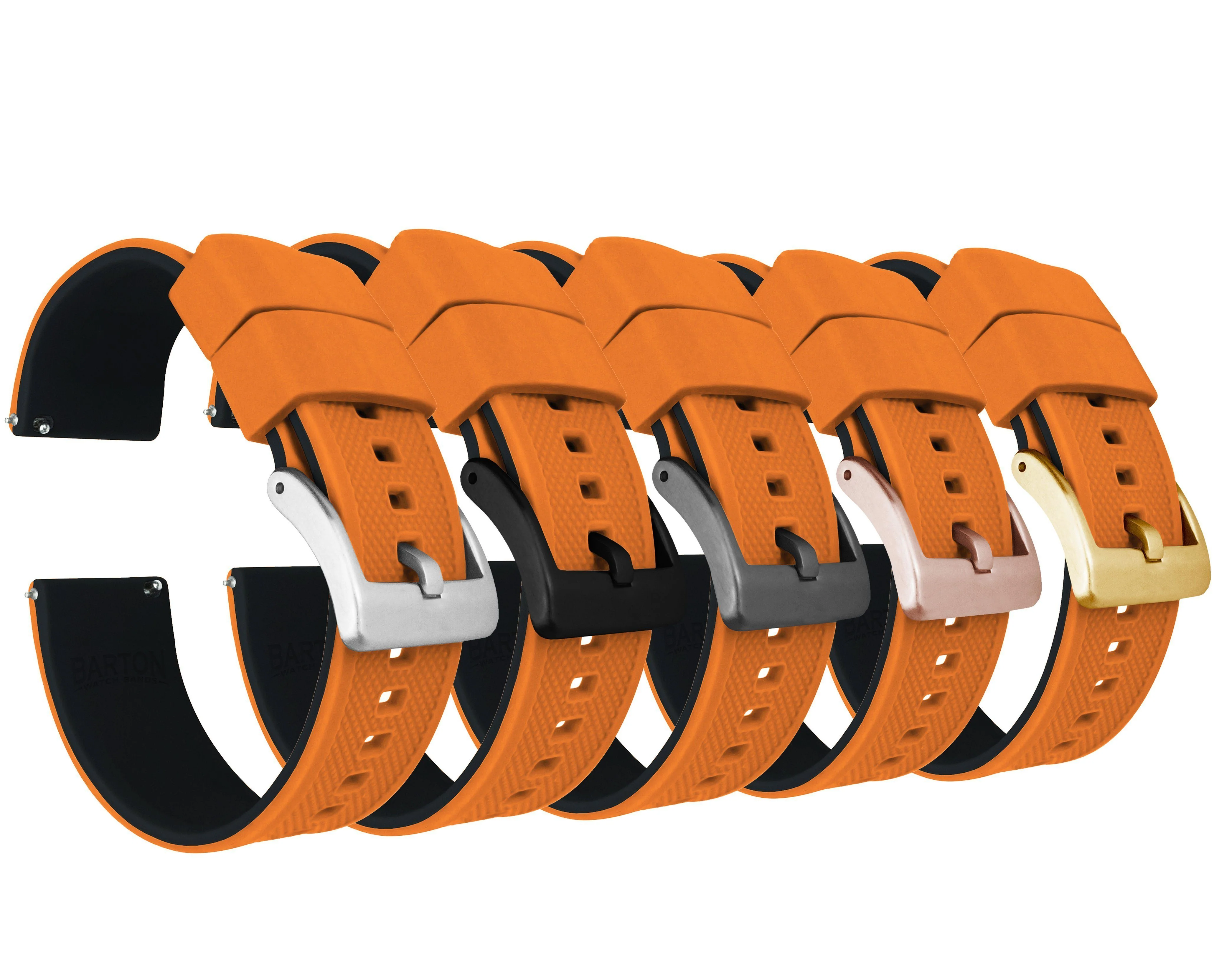 Pumpkin Orange Top Black Bottom Elite Silicone Watch Band - Image 8
