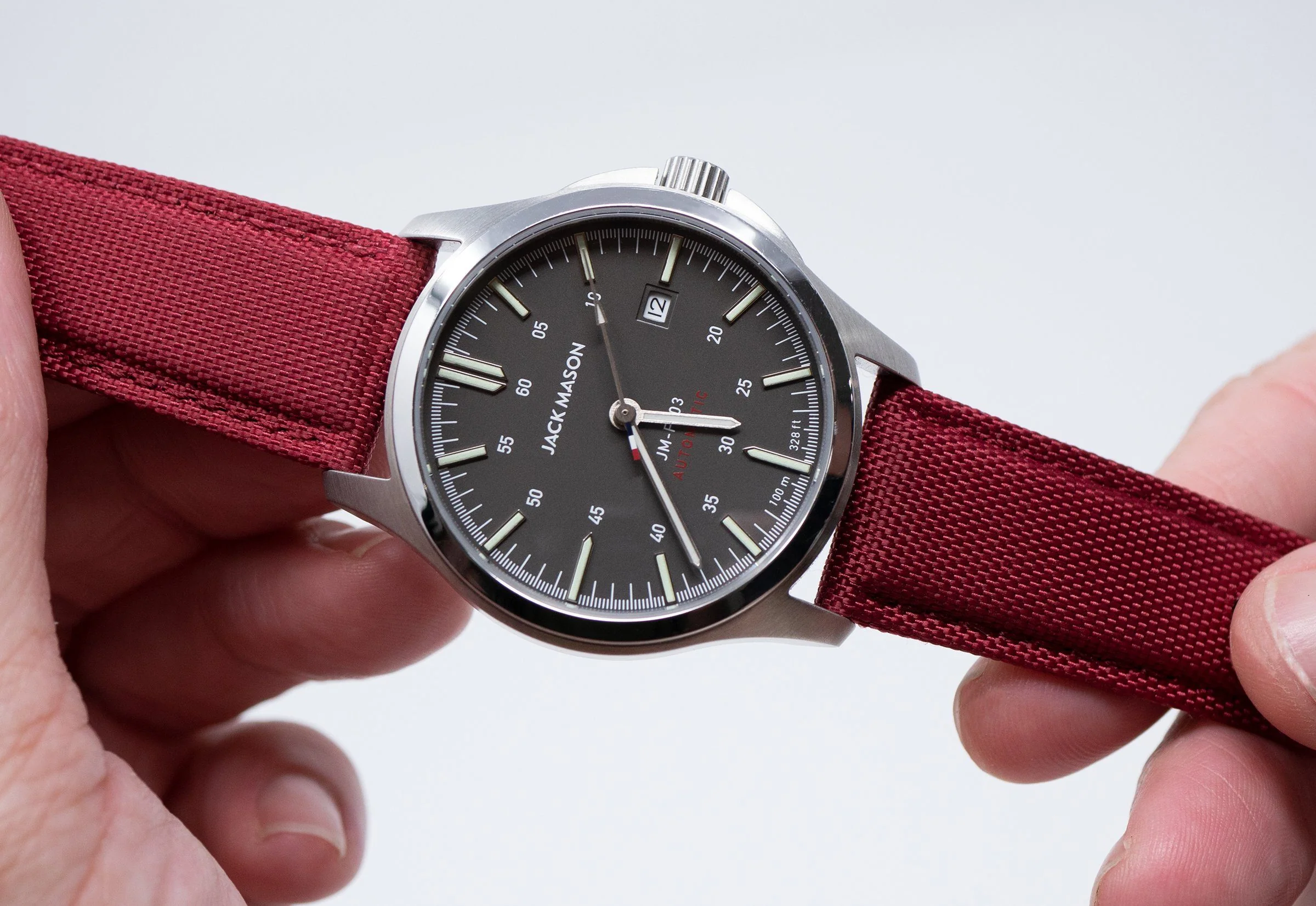 Raspberry Red Sailcloth Quick Release Watch Band - Image 2