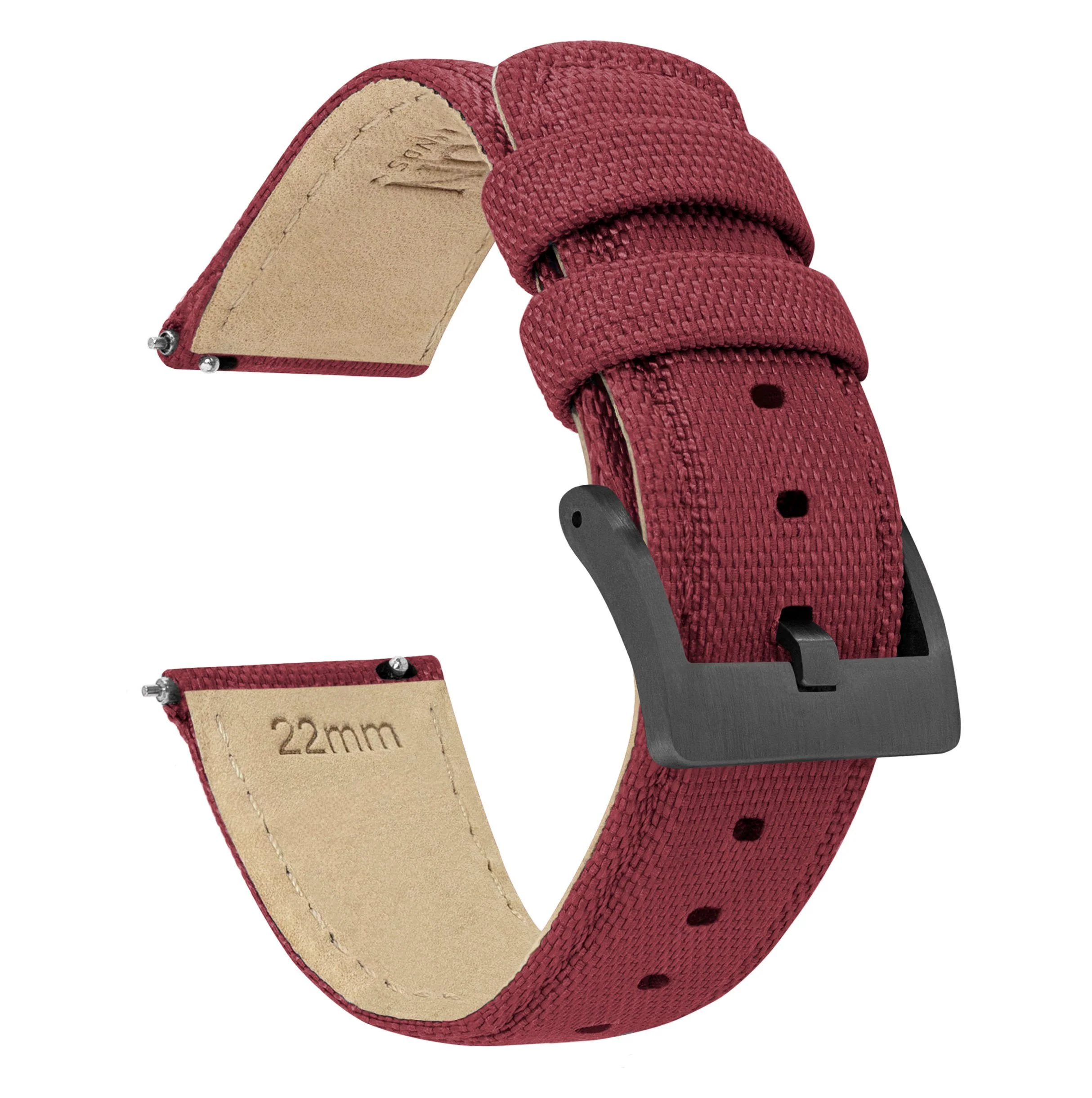 Raspberry Red Sailcloth Quick Release Watch Band - Image 8