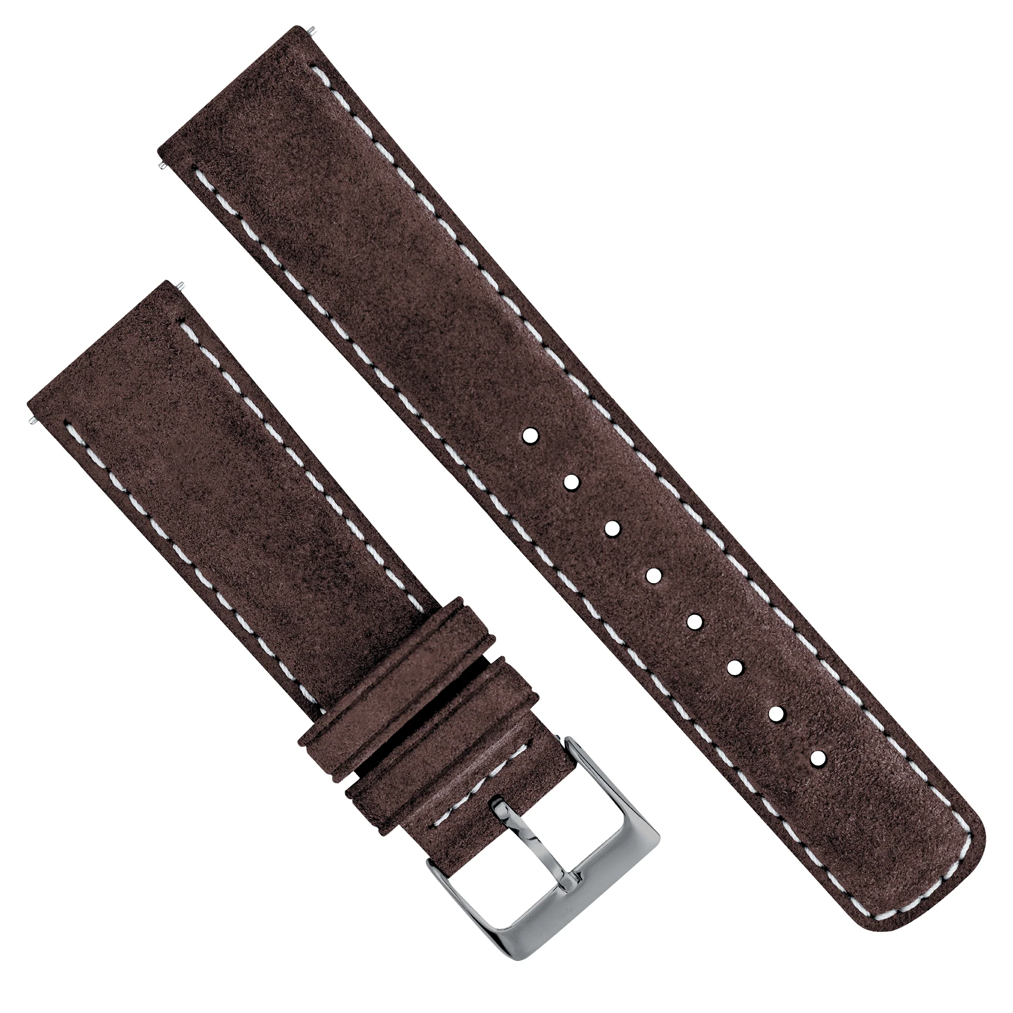 Root Brown Italian Suede Beige Stitching Watch Band - Image 3