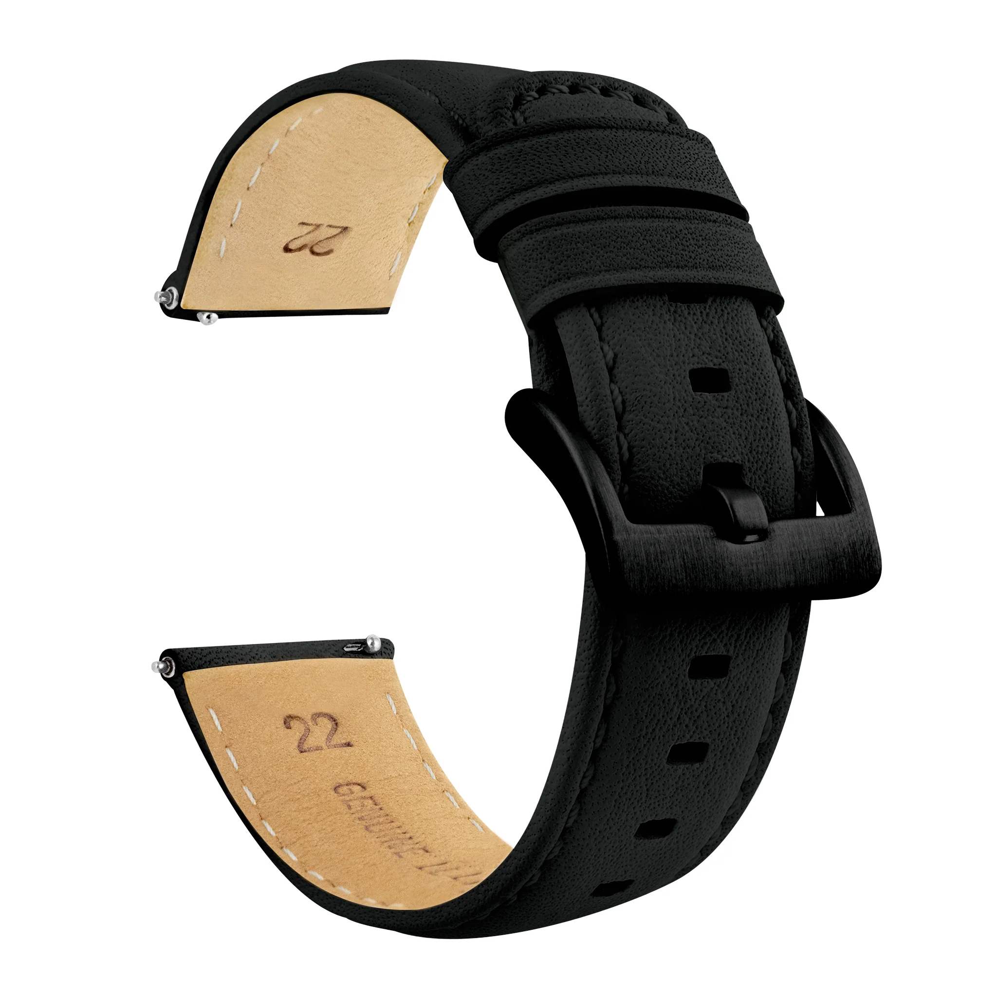Samsung Galaxy Watch Active 2 Black Pittards Performance Leather Black Stitching Watch Band - Image 3