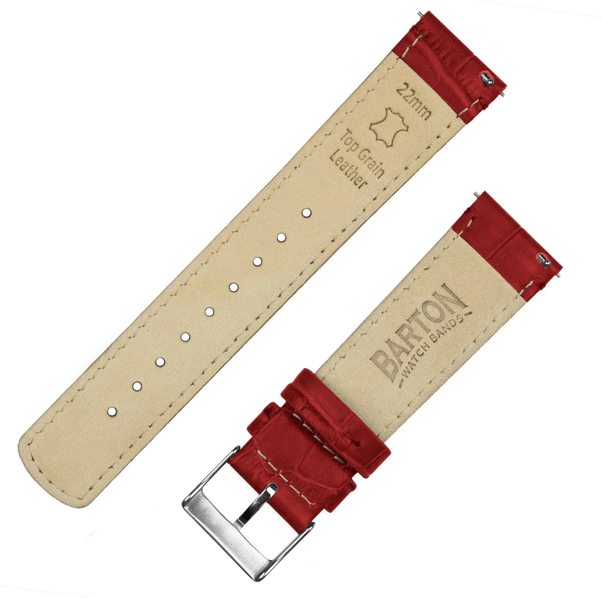 Samsung Galaxy Watch Active 2 Crimson Red Alligator Grain Leather Watch Band - Image 4