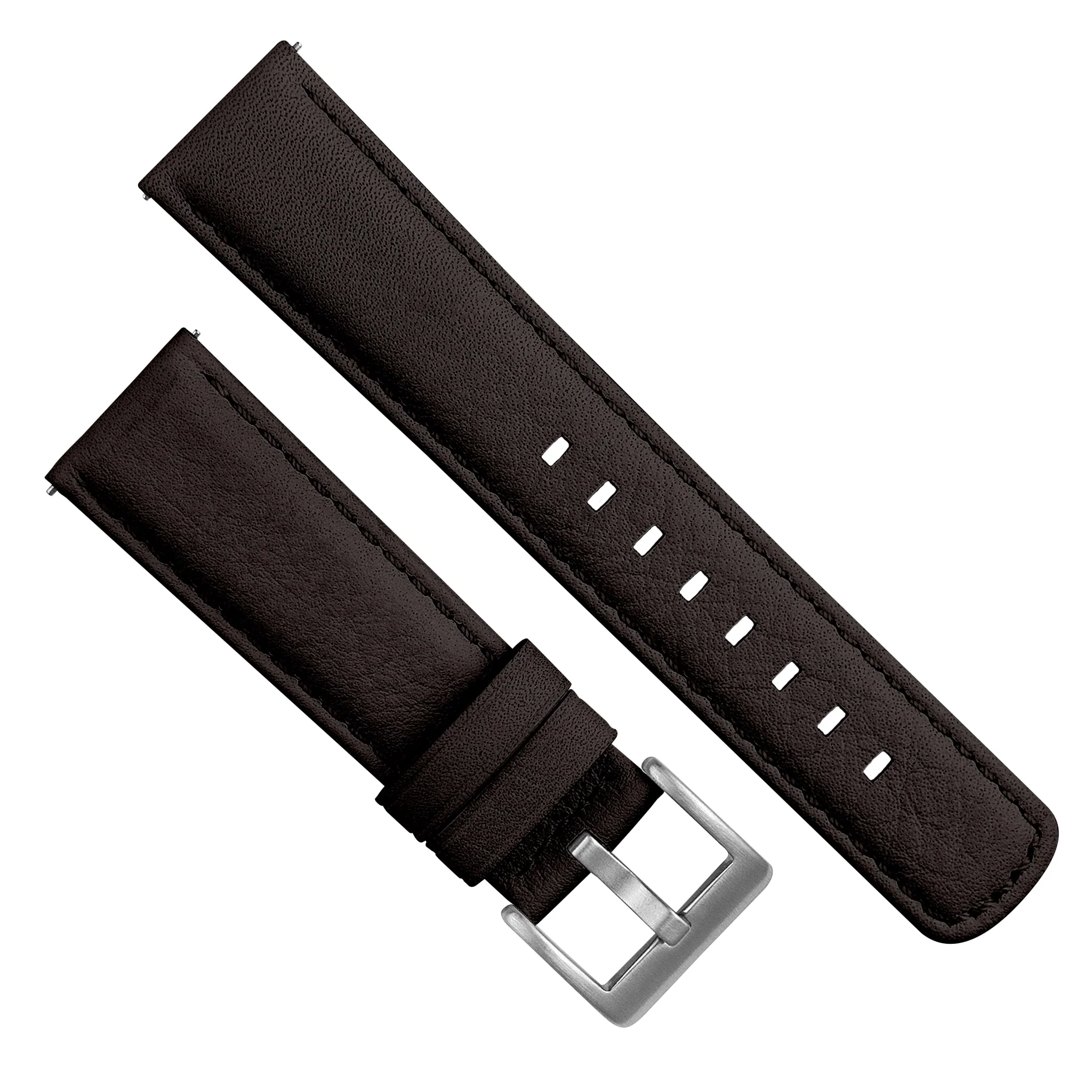 Samsung Galaxy Watch Active 2 Dark Brown Pittards Performance Leather Brown Stitching Watch Band - Image 3