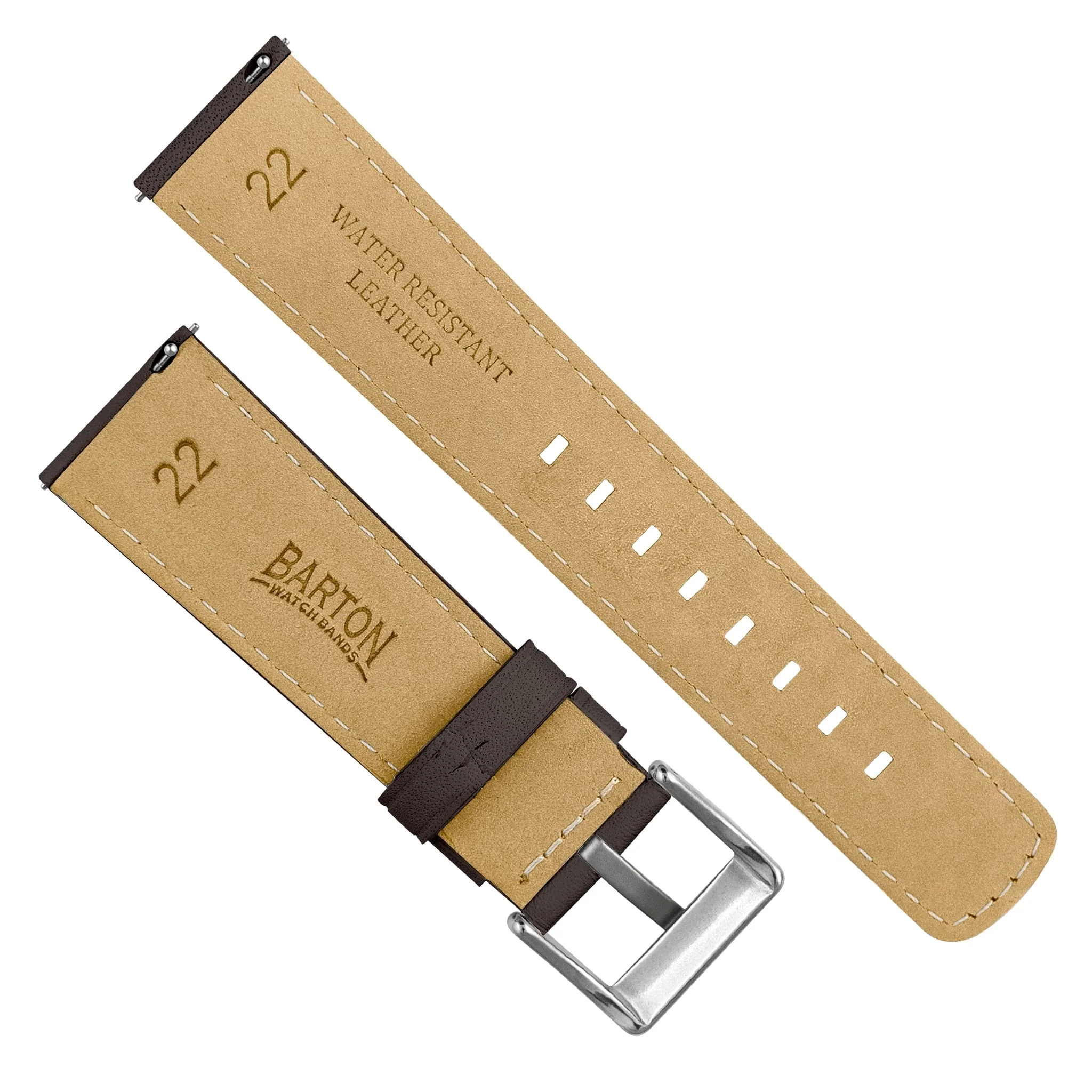 Samsung Galaxy Watch Active 2 Dark Brown Pittards Performance Leather Brown Stitching Watch Band - Image 4