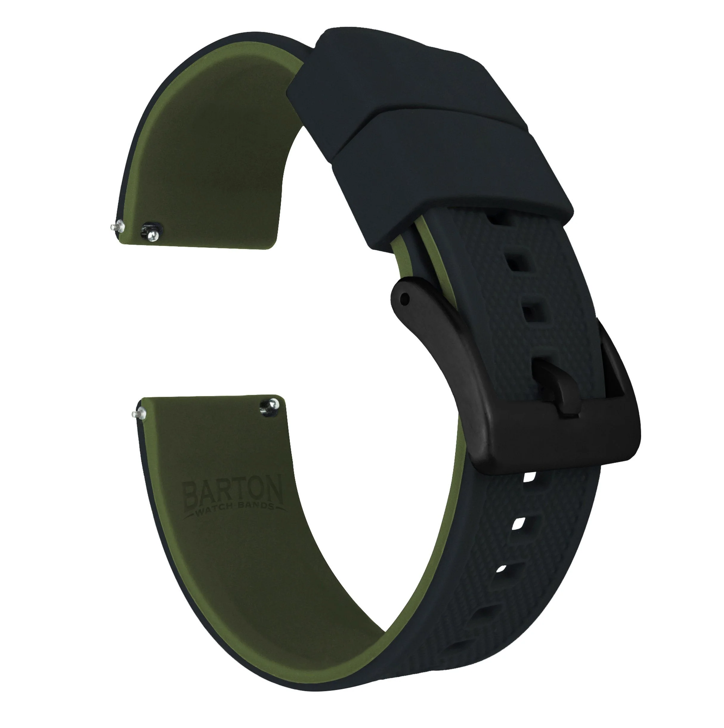 Samsung Galaxy Watch Active 2 Elite Silicone Black Top Army Green Bottom Watch Band - Image 2
